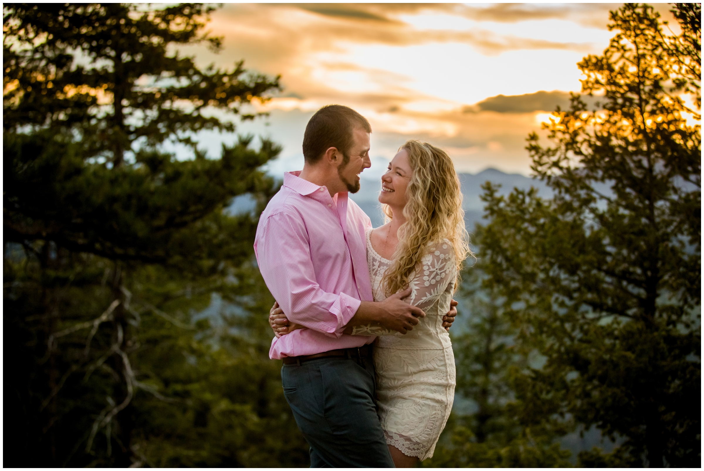sunset engagement inspiration at Lookout Mountain Colorado 