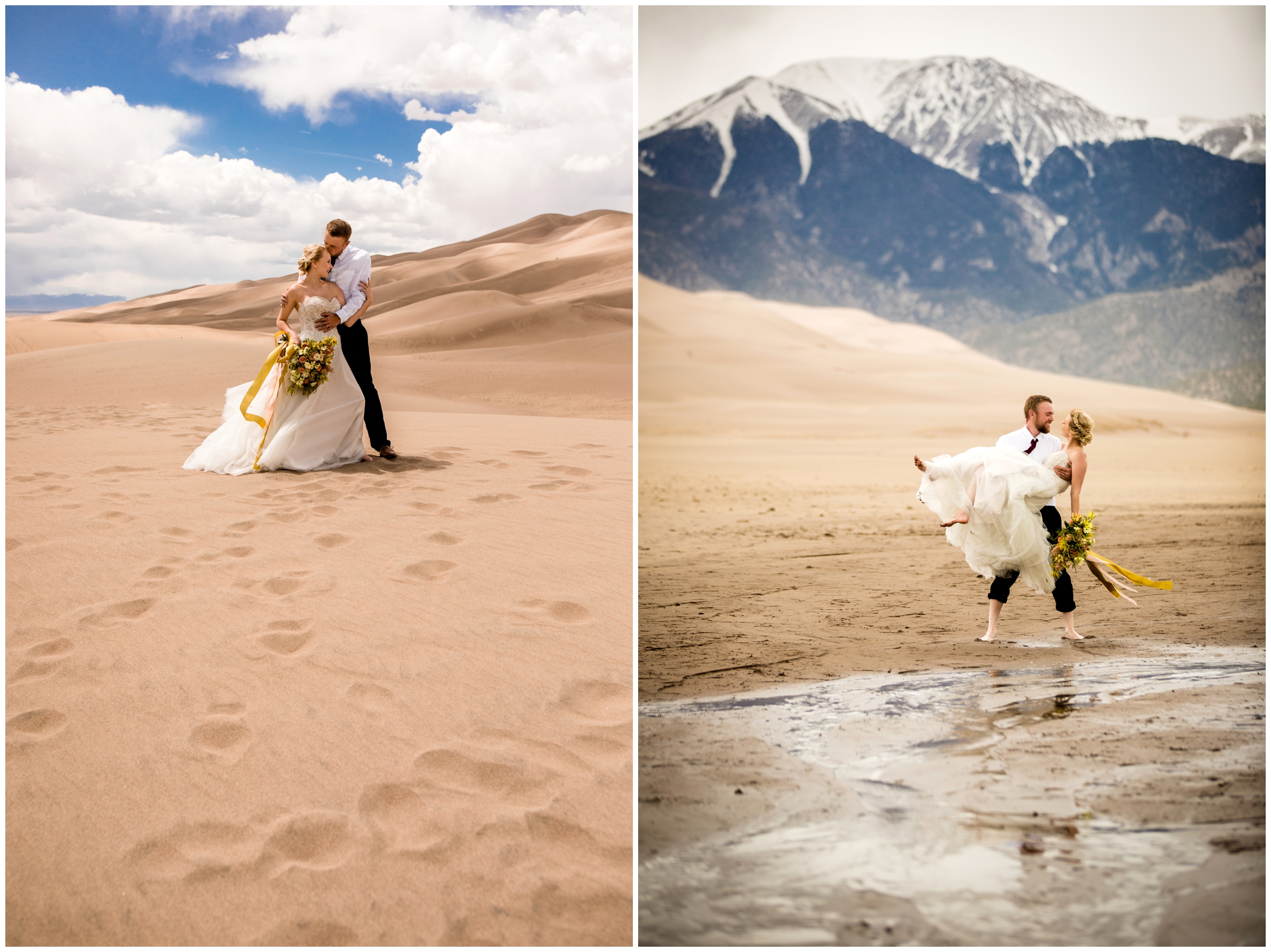groom holding bride with mountains in background at Colorado elopement 