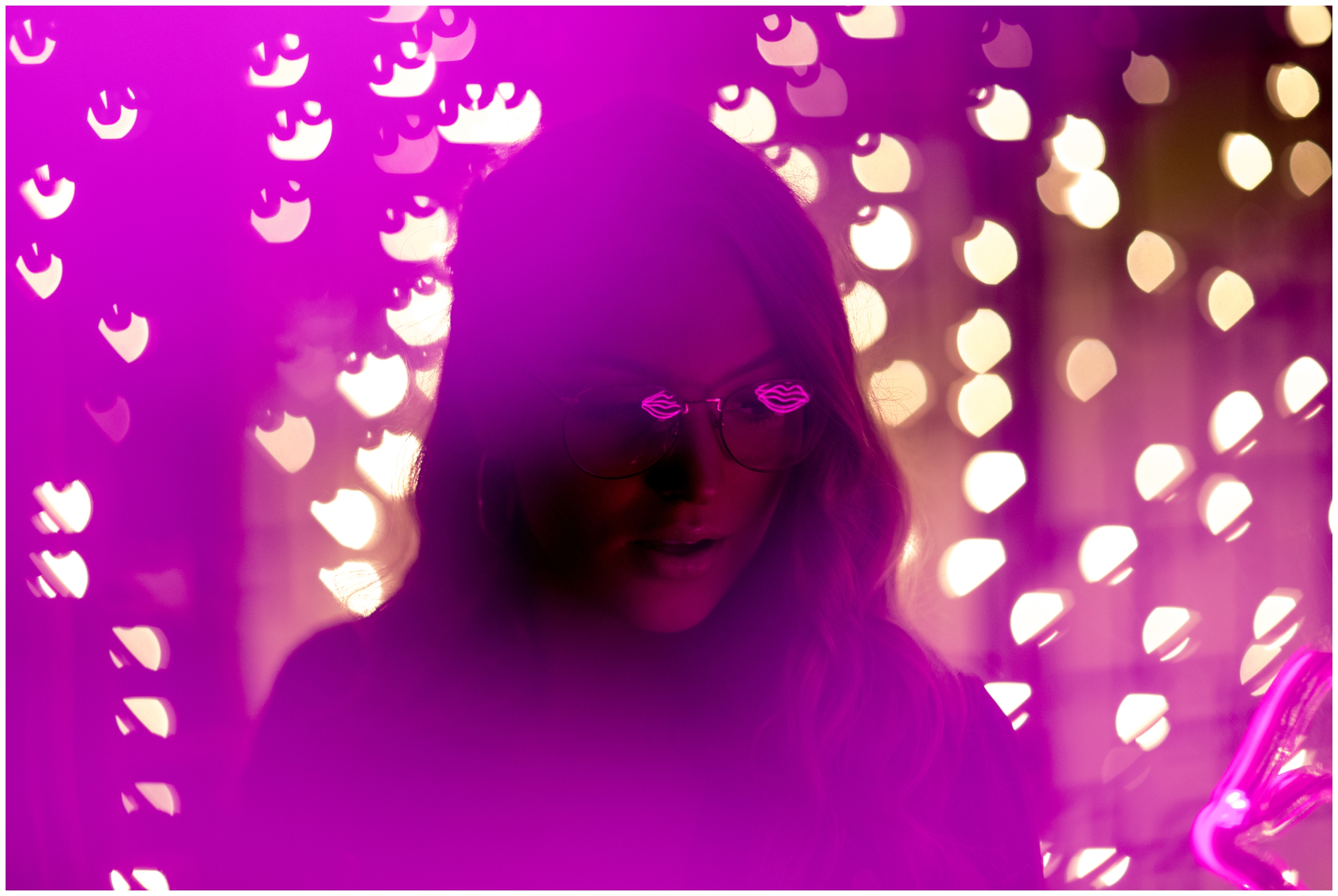 hipster portraits with neon signs 