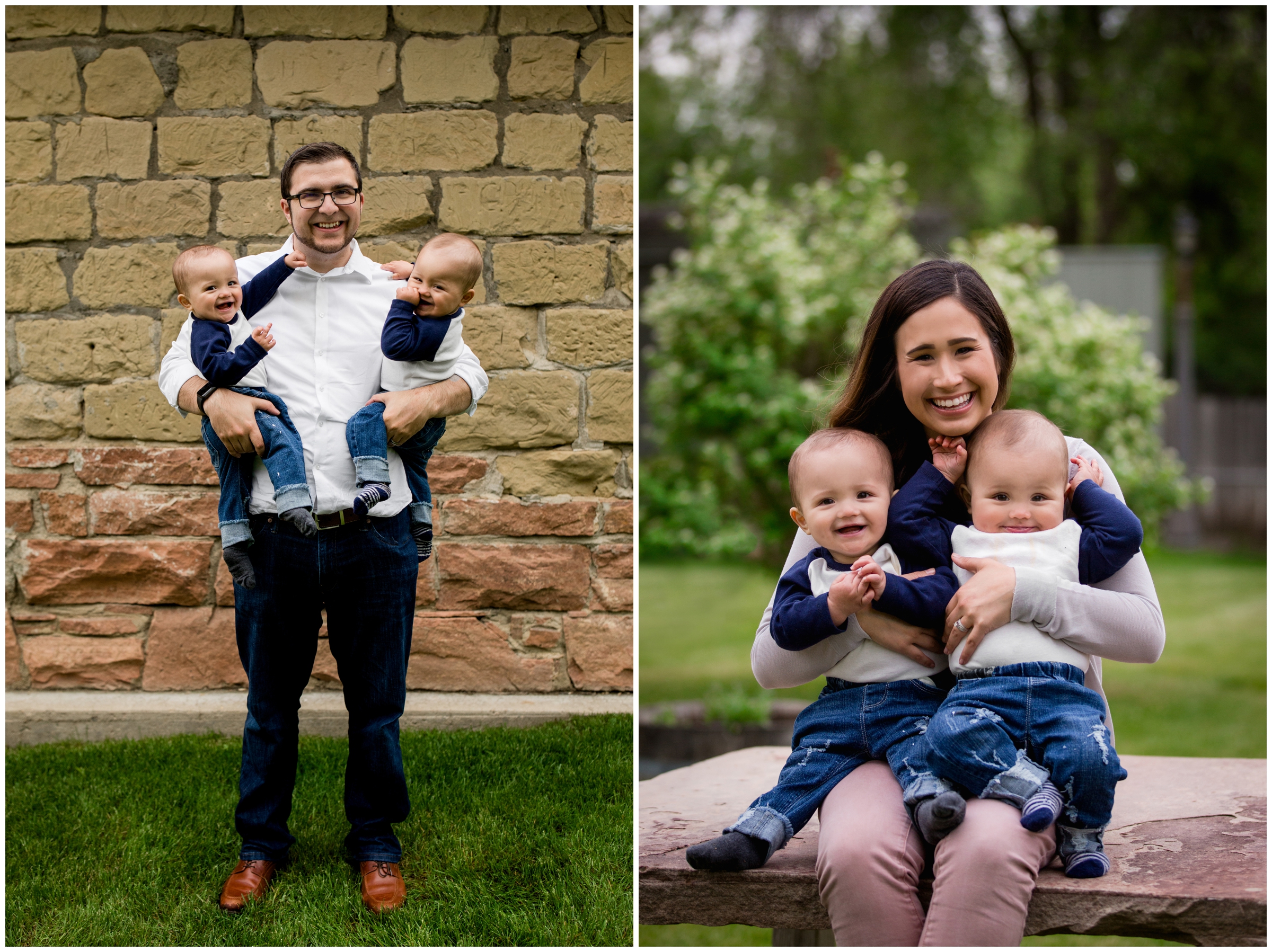 Colorado family pictures with twin baby boys in Longmont