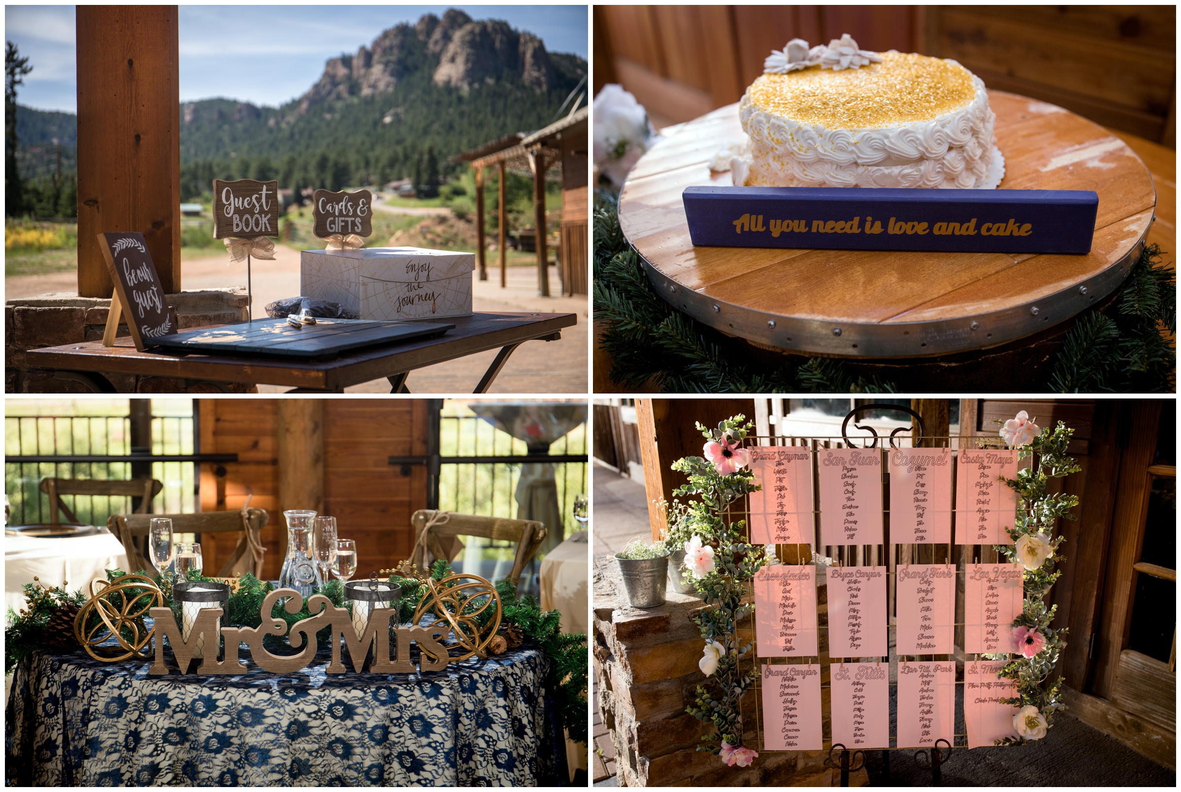 rustic wedding reception details at Wedgewood Mountain View Ranch 
