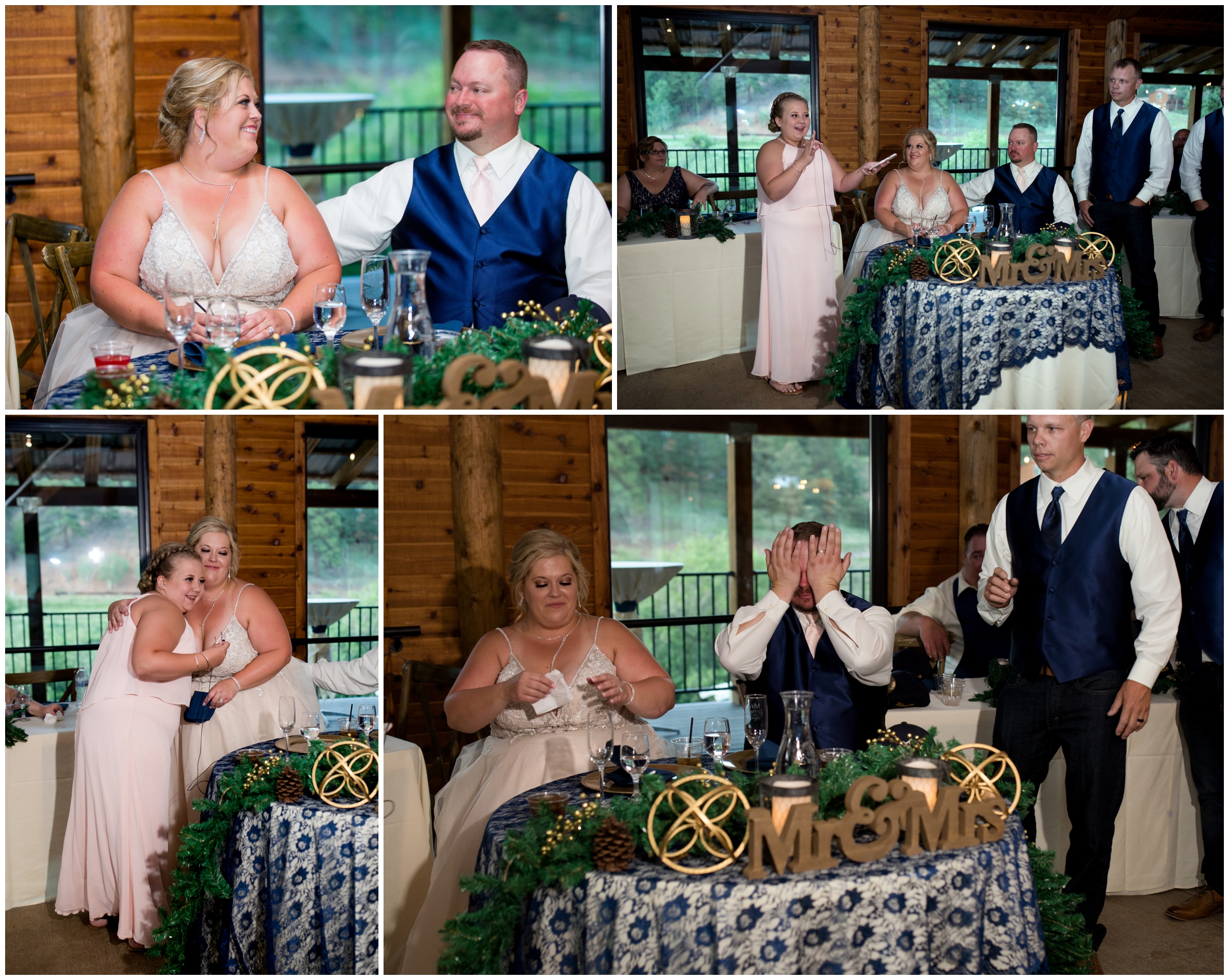 groom crying during emotional wedding toasts at wedgewood weddings colorado 
