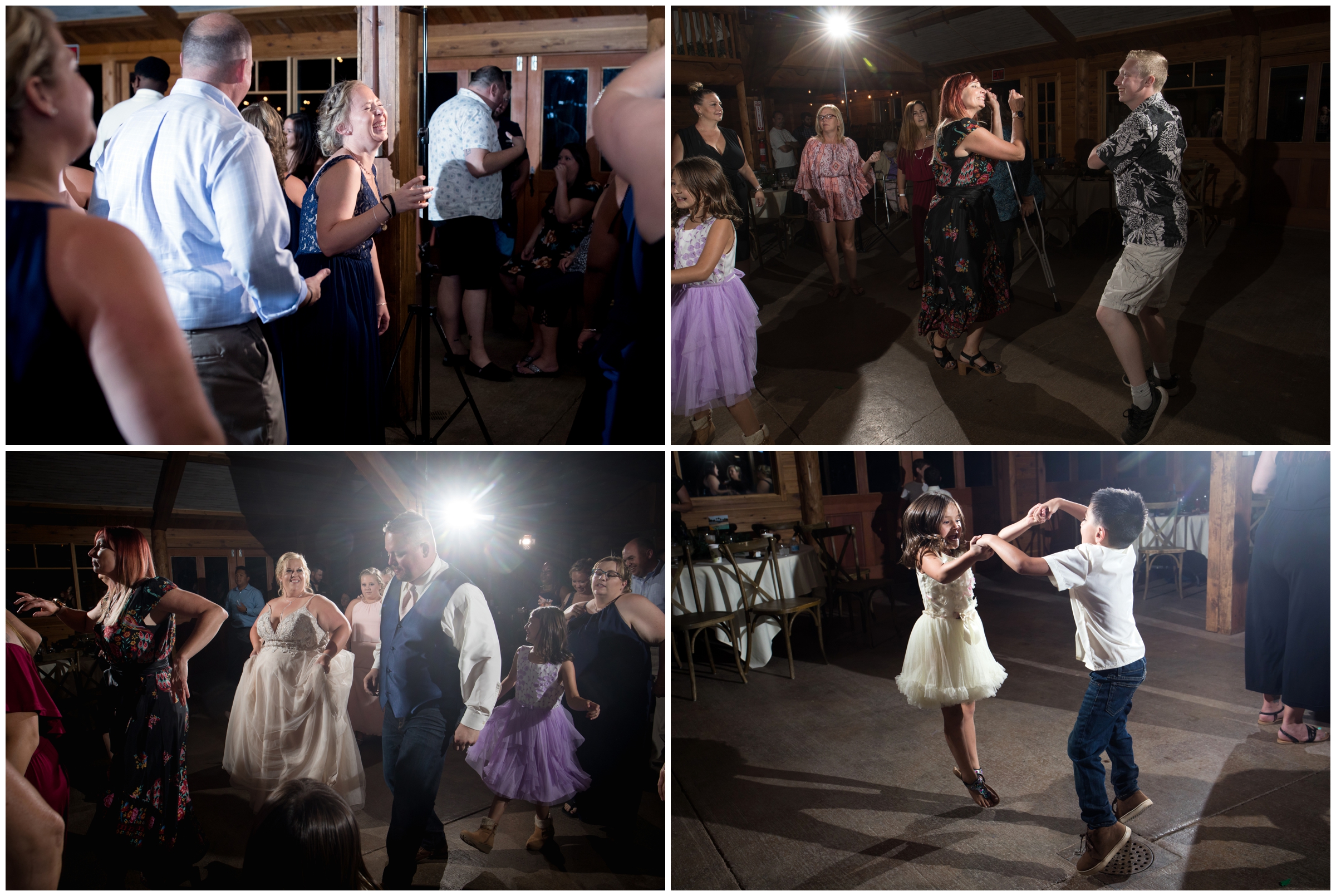 guests dancing at Colorado summer wedding reception 