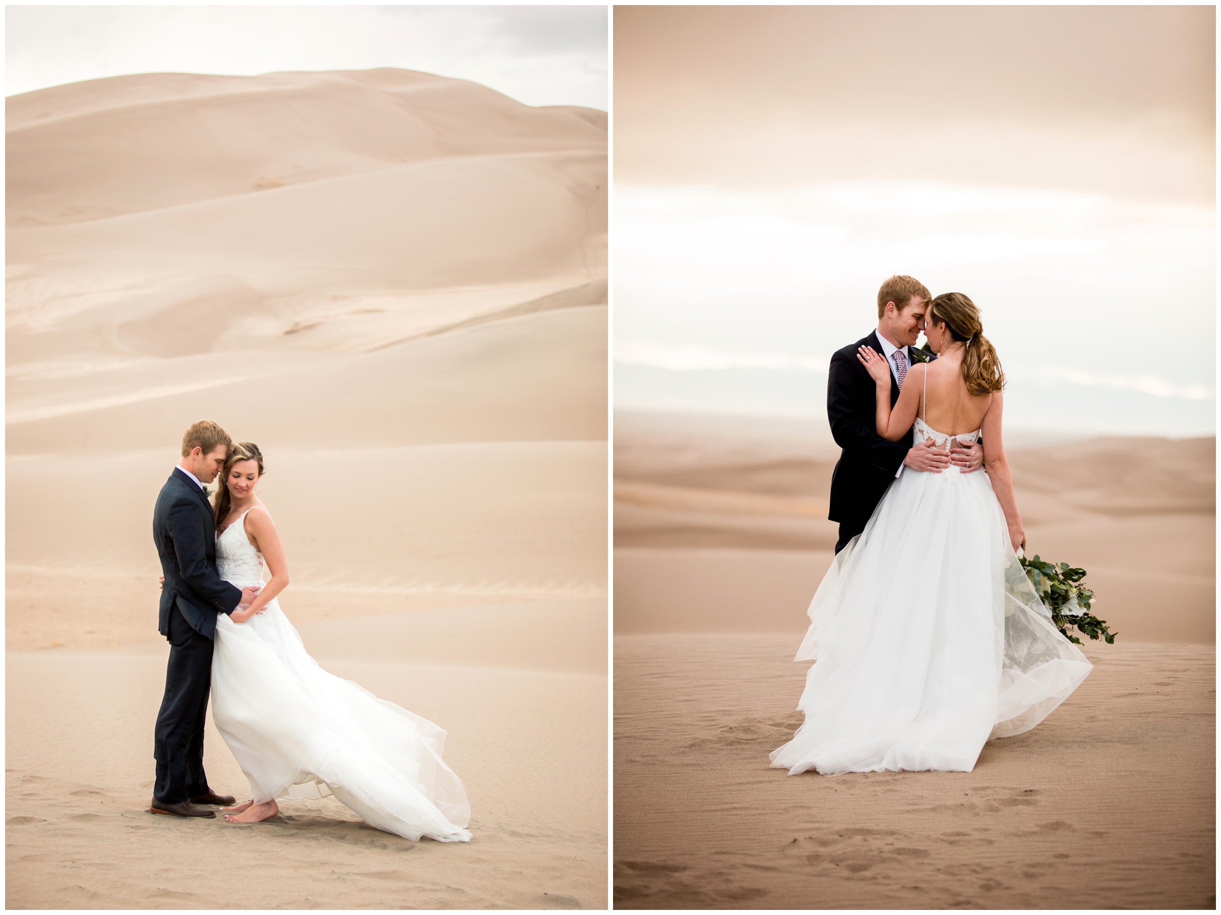 elopement couples portraits at Golden Hour in the Colorado Sand Dunes National Park 