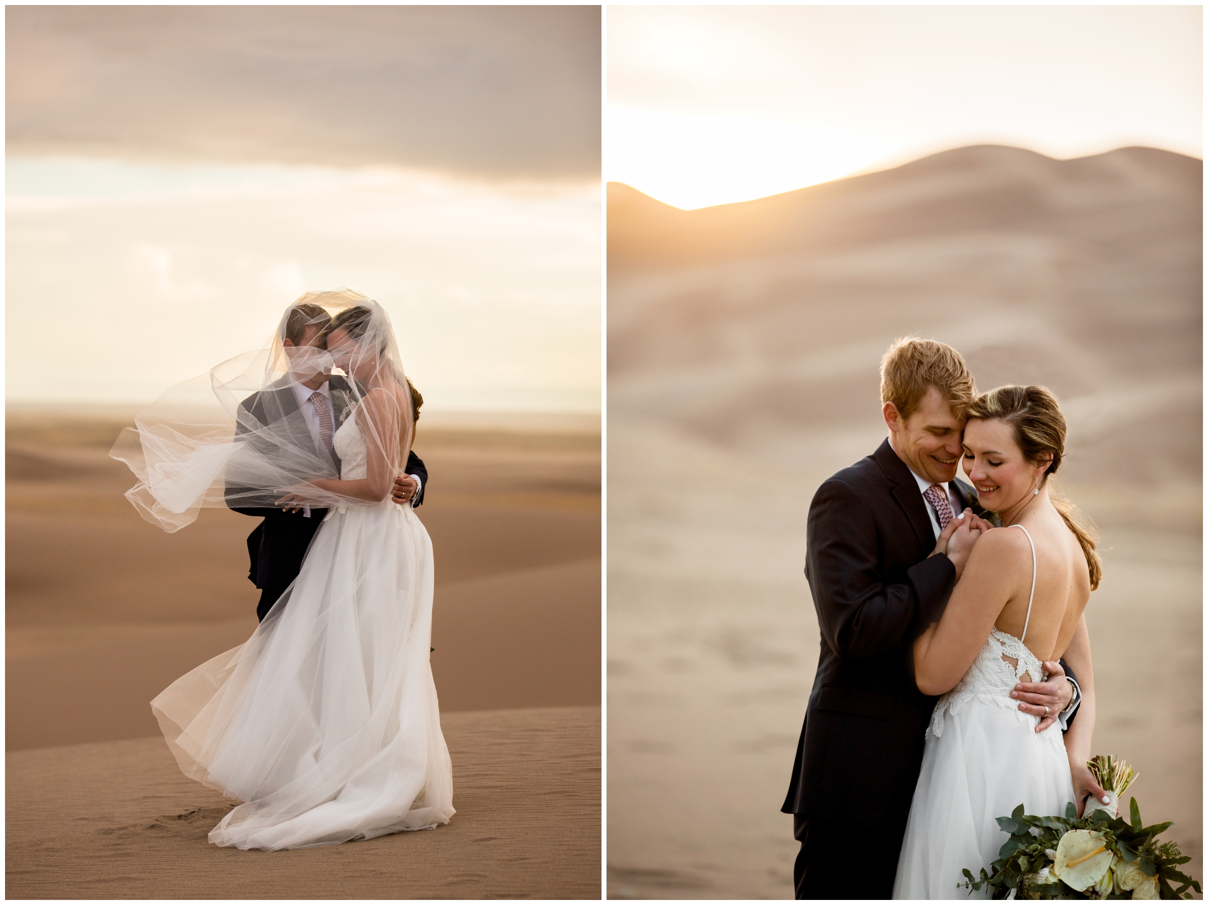 veil flying in wind during Southern Colorado elopement photography session 