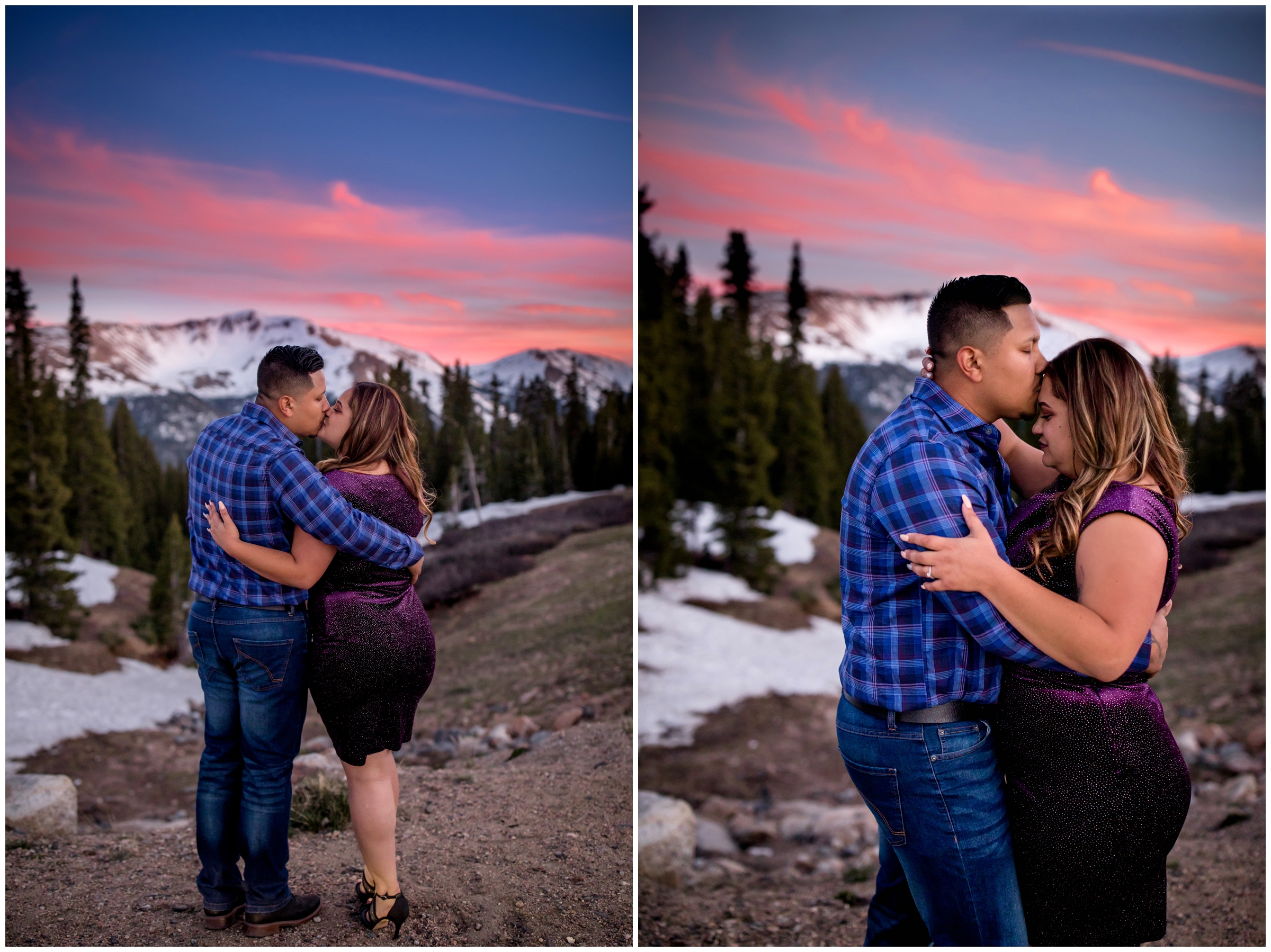 Colorado sunset engagement portraits on Berthoud Pass 