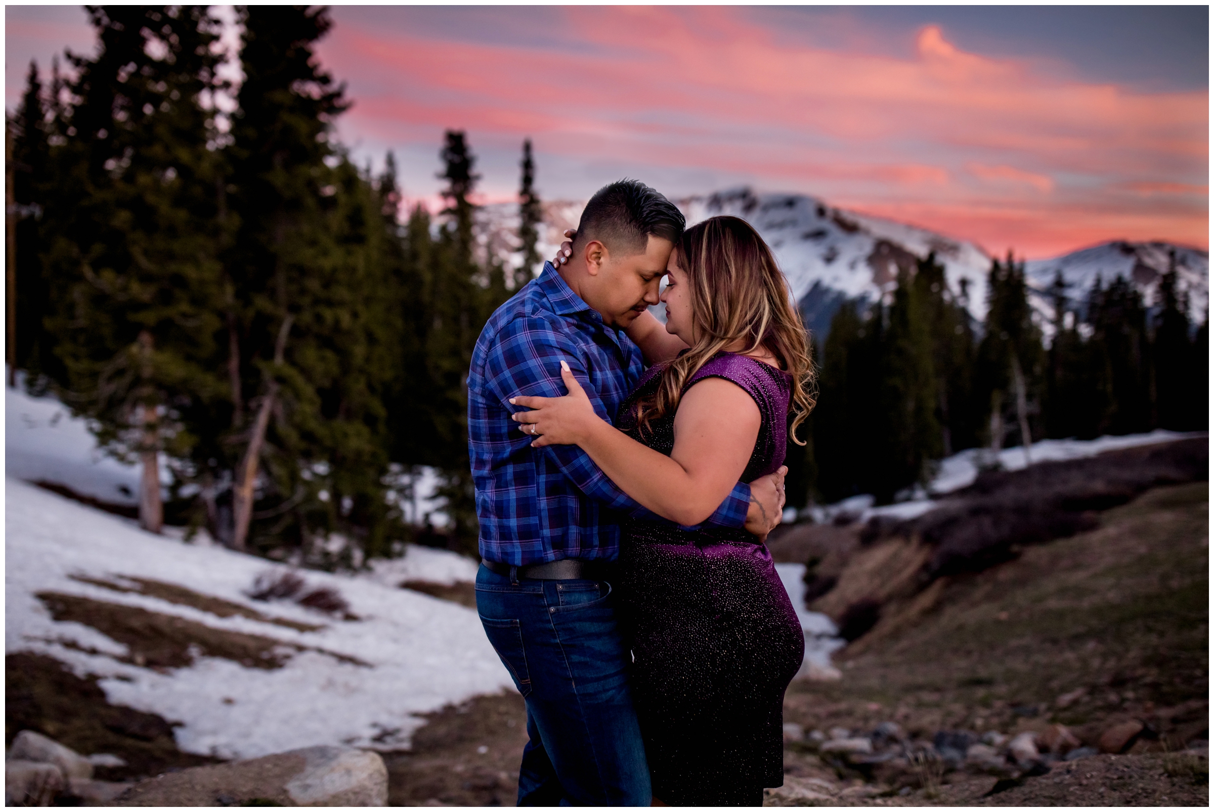 Winter Park engagement photos on Berthoud Pass by Colorado couple's photographer Plum Pretty Photography