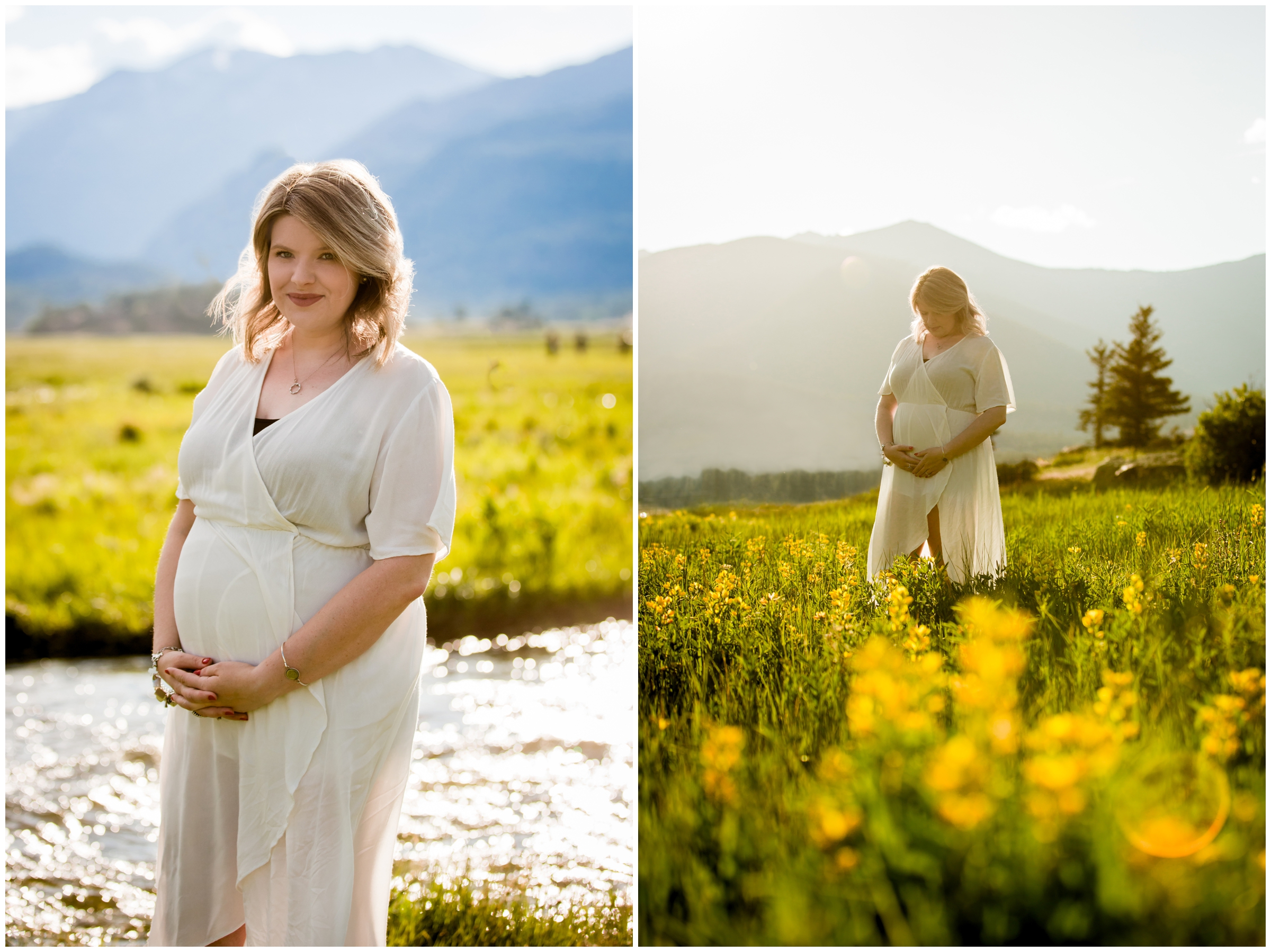 Estes Park maternity pictures at Sprague Lake in Rocky Mountain National Park by Colorado portrait photographer Plum Pretty Photography