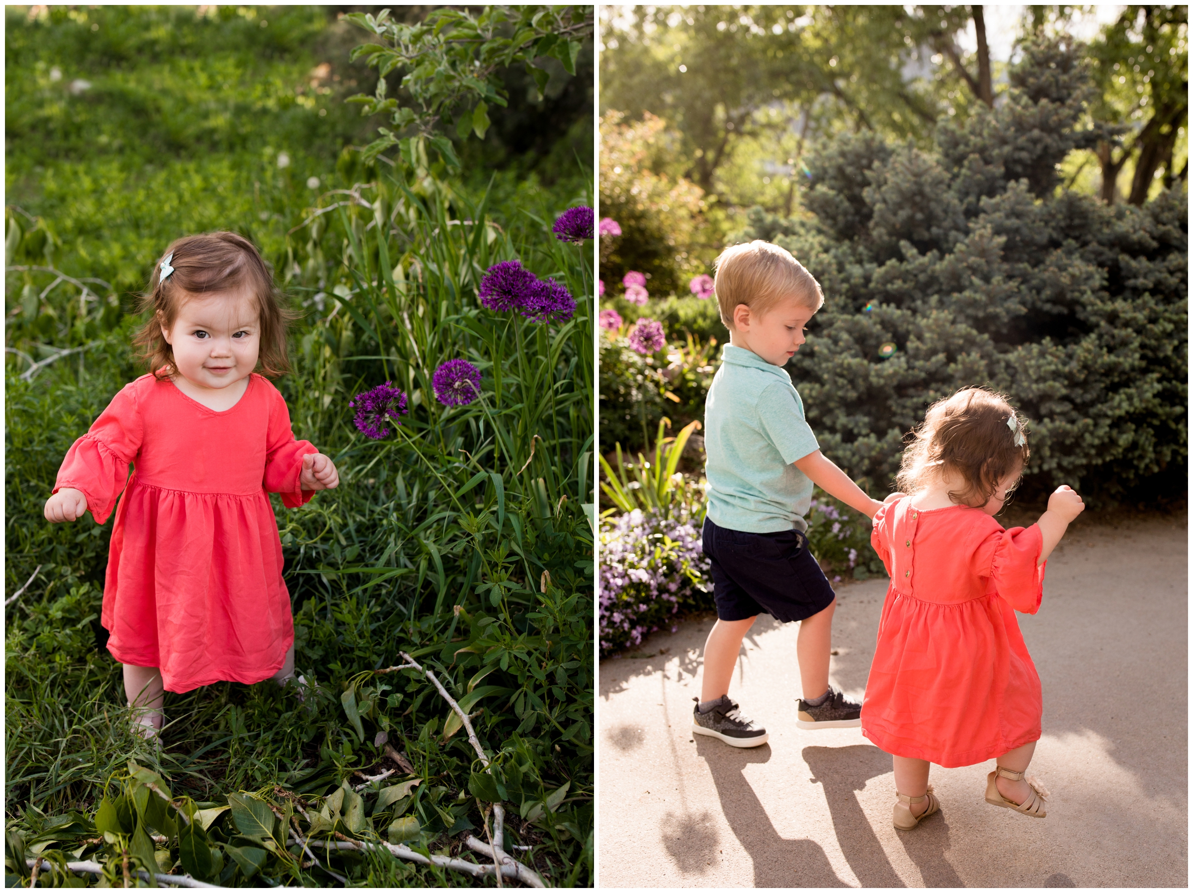 little kids holding hands during Colorado children photography session