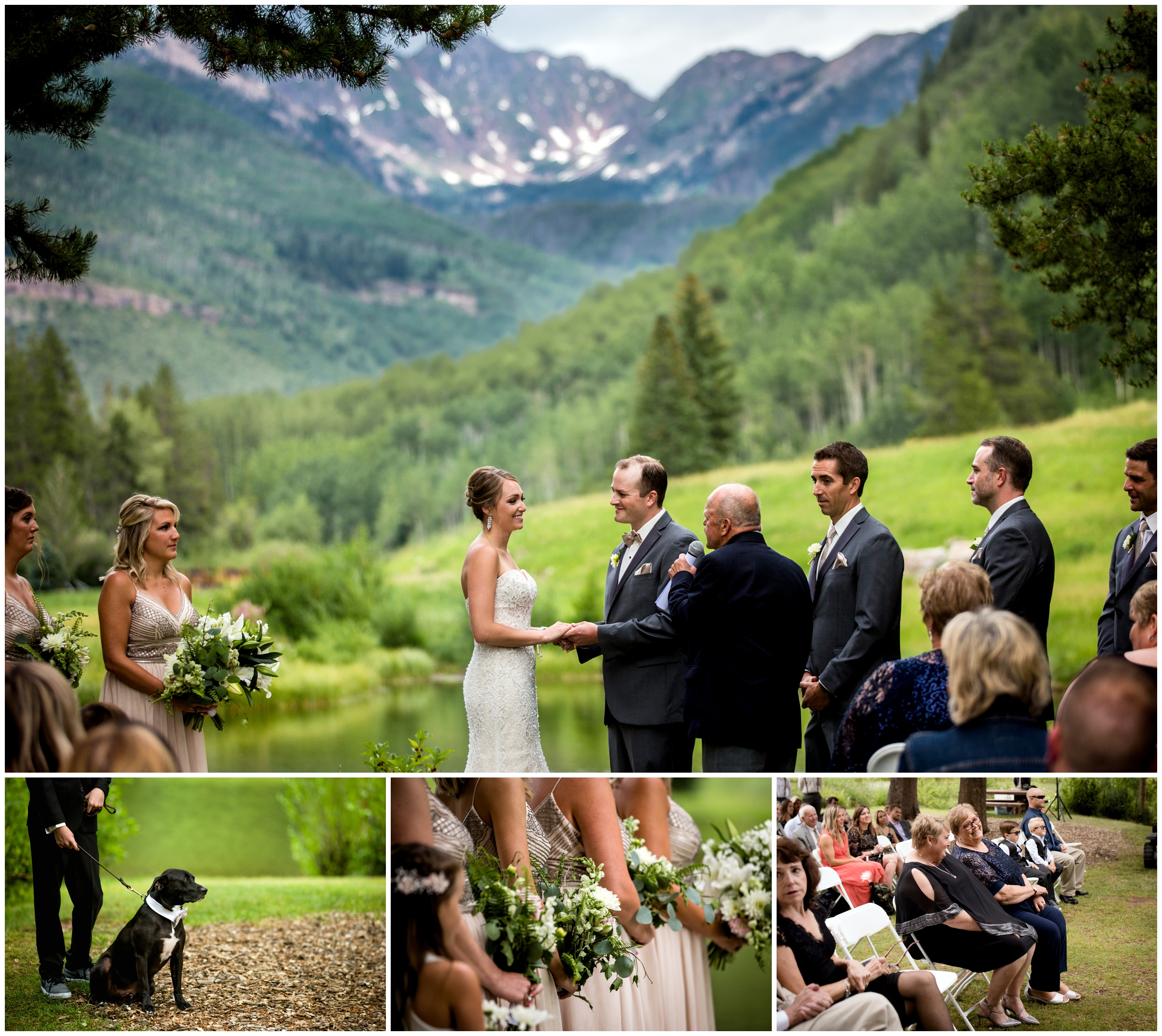 summer mountain wedding ceremony at Vail Golf Club 
