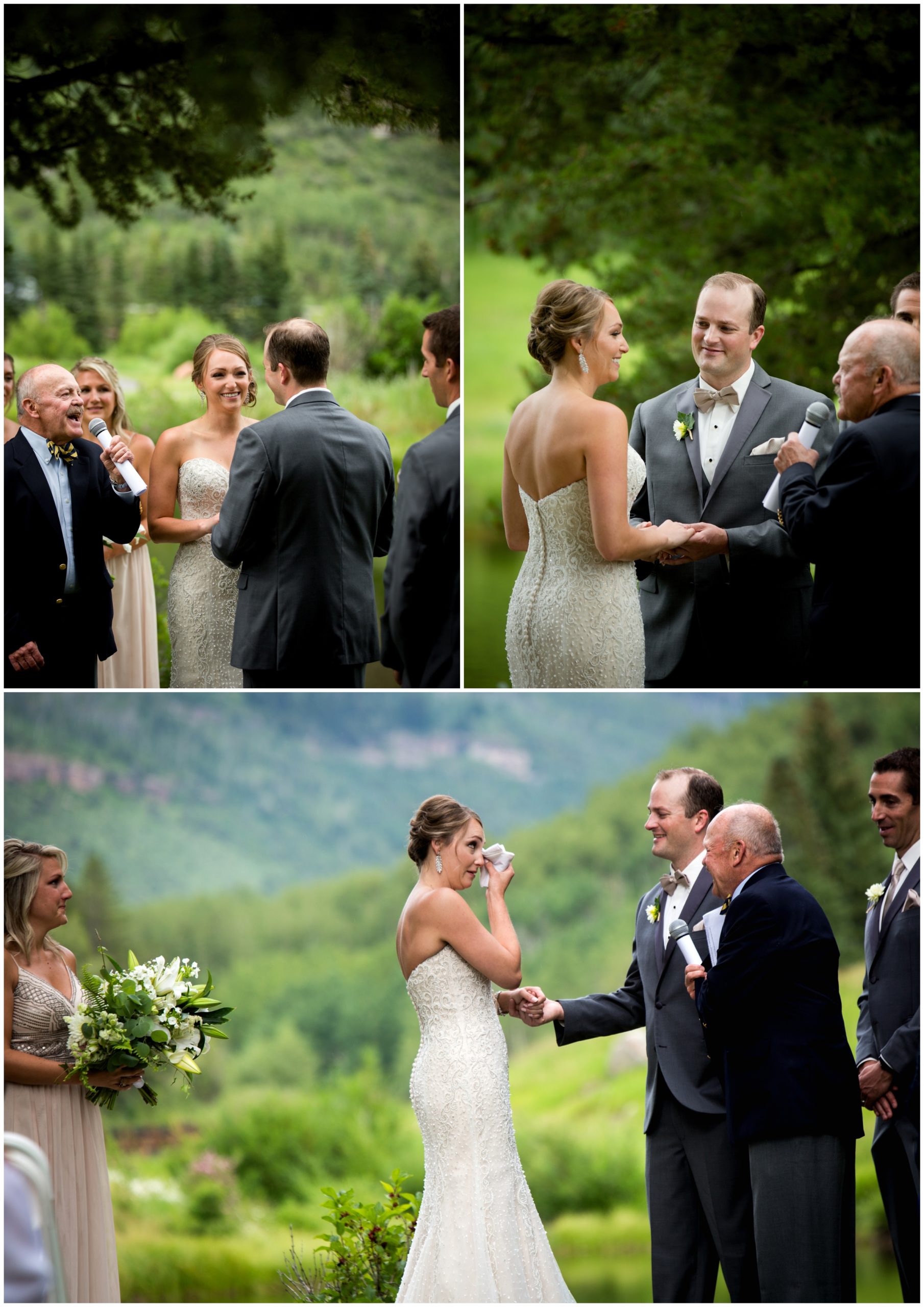 couple saying their vows to each other at Vail Colorado outdoor wedding ceremony 