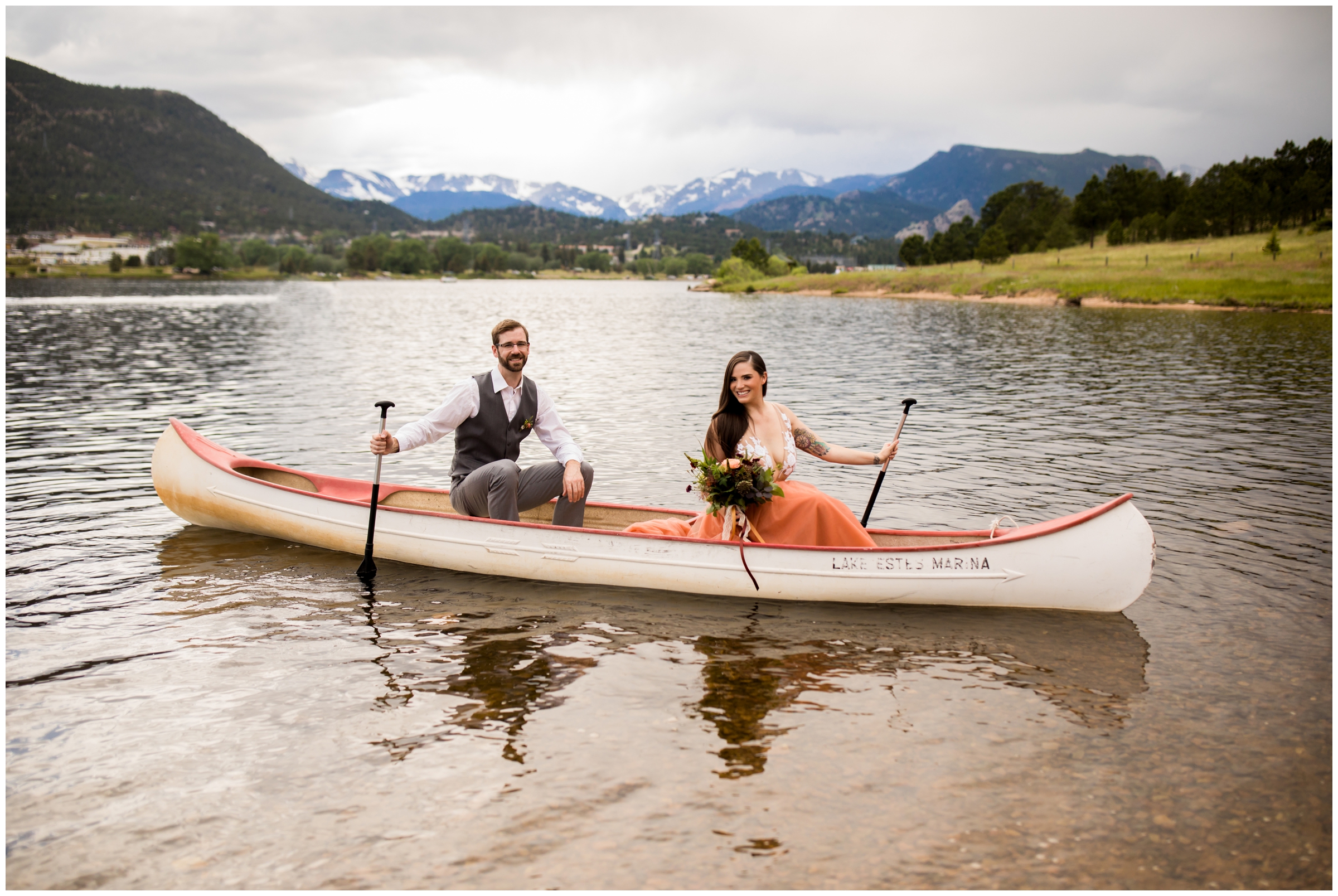 canoe wedding elopement photography inspiration in Estes Park Colorado 