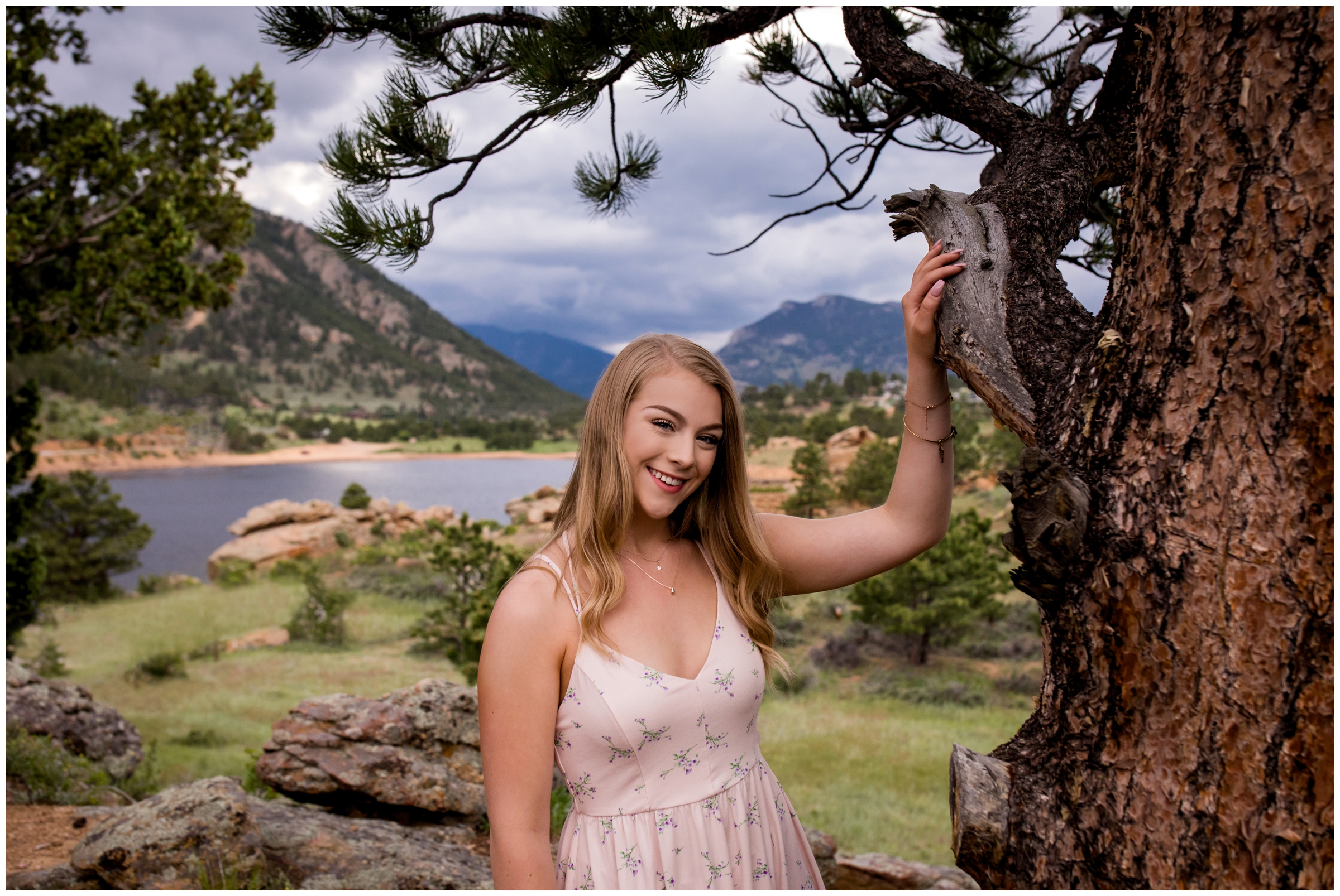 Colorado mountain senior pictures at Mary's Lake in Estes Park by CO portrait photographer Plum Pretty Photography