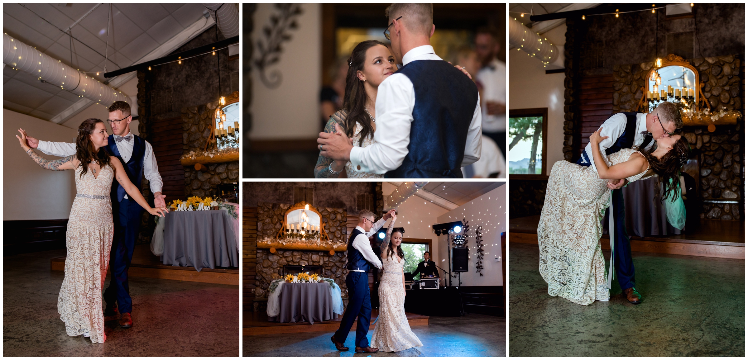 couple's first dance at Shupe Homestead Longmont wedding reception