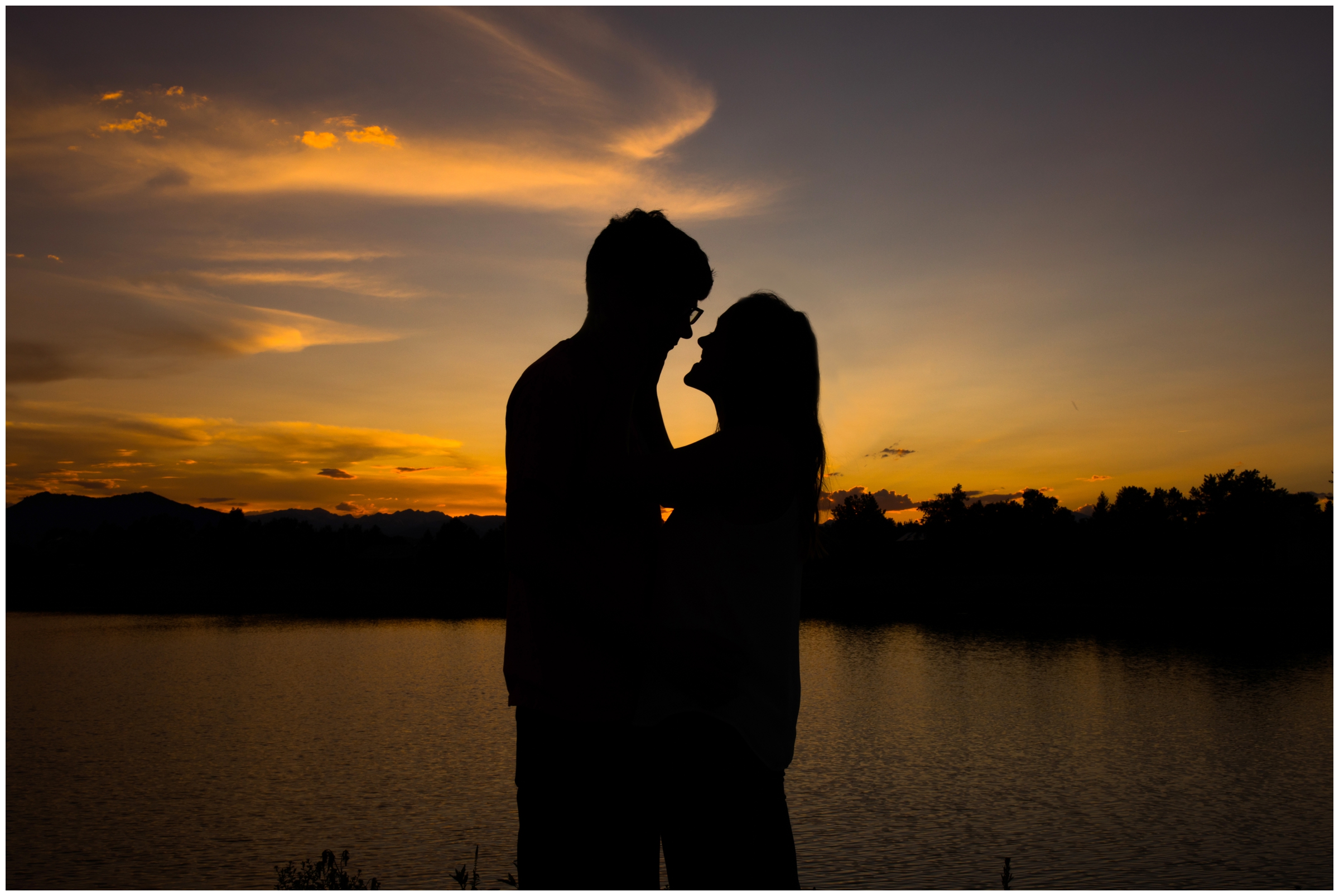 silhouette photo of couple during Boulder engagement photography session 
