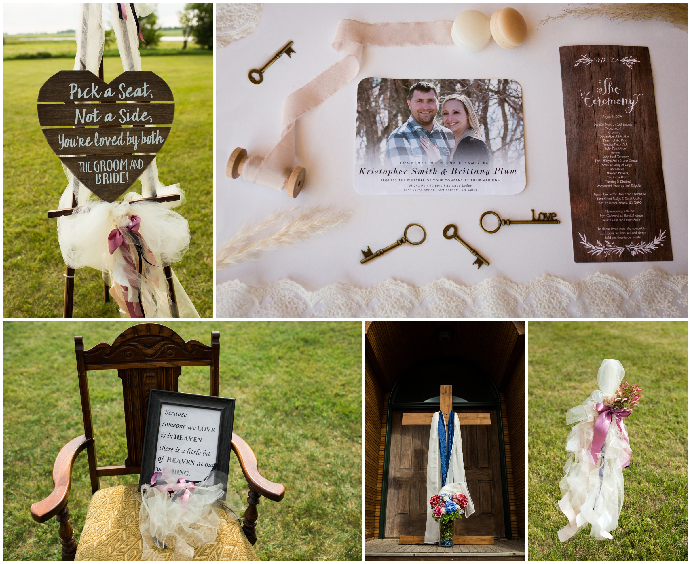 rustic country wedding ceremony details 