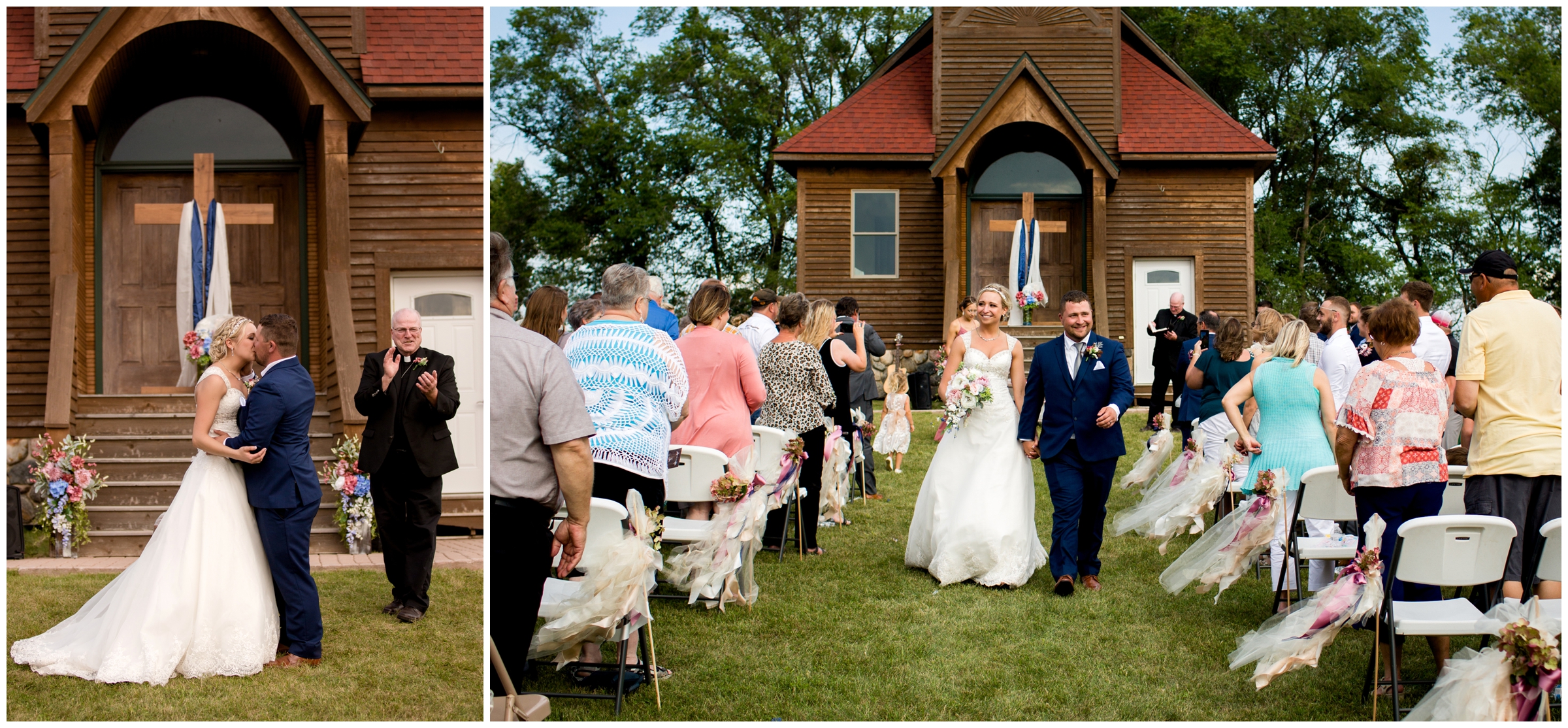 first kiss at Stiklestad Lodge wedding ceremony 