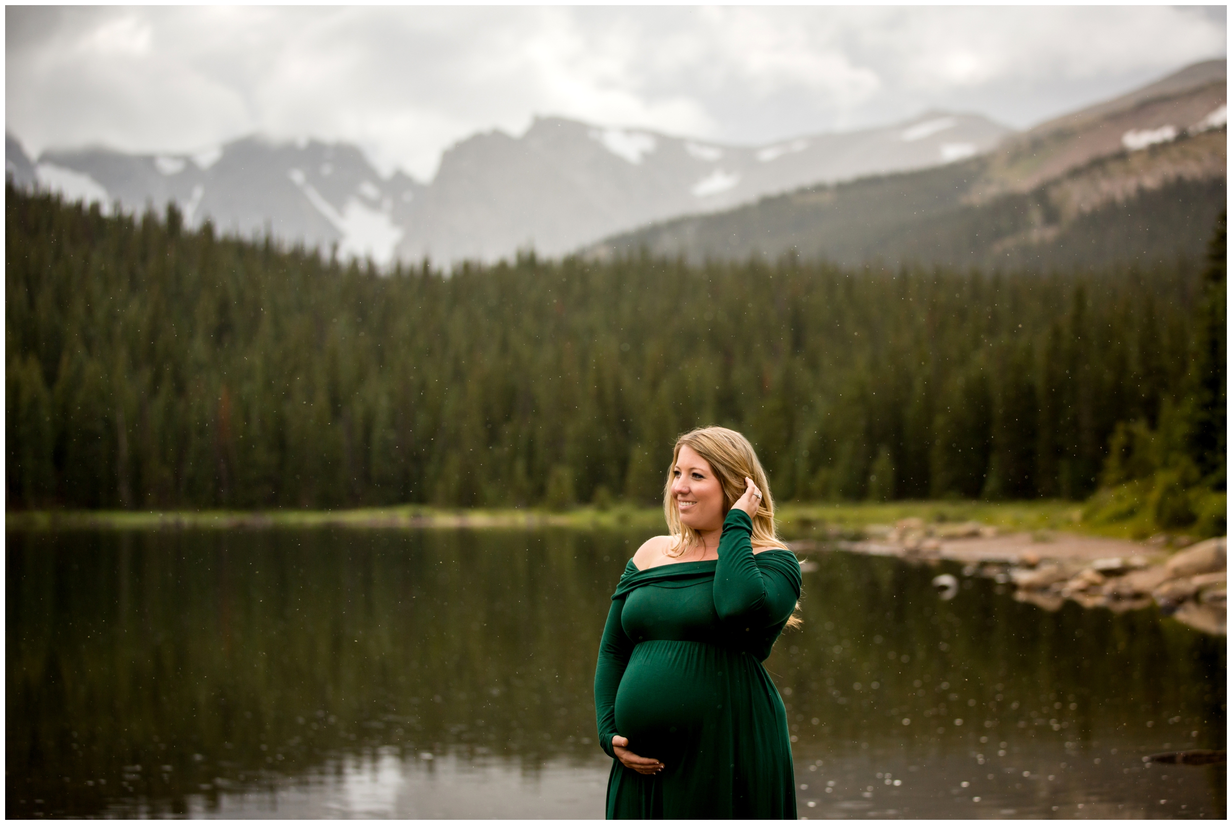 mountain lake maternity photos in Colorado 