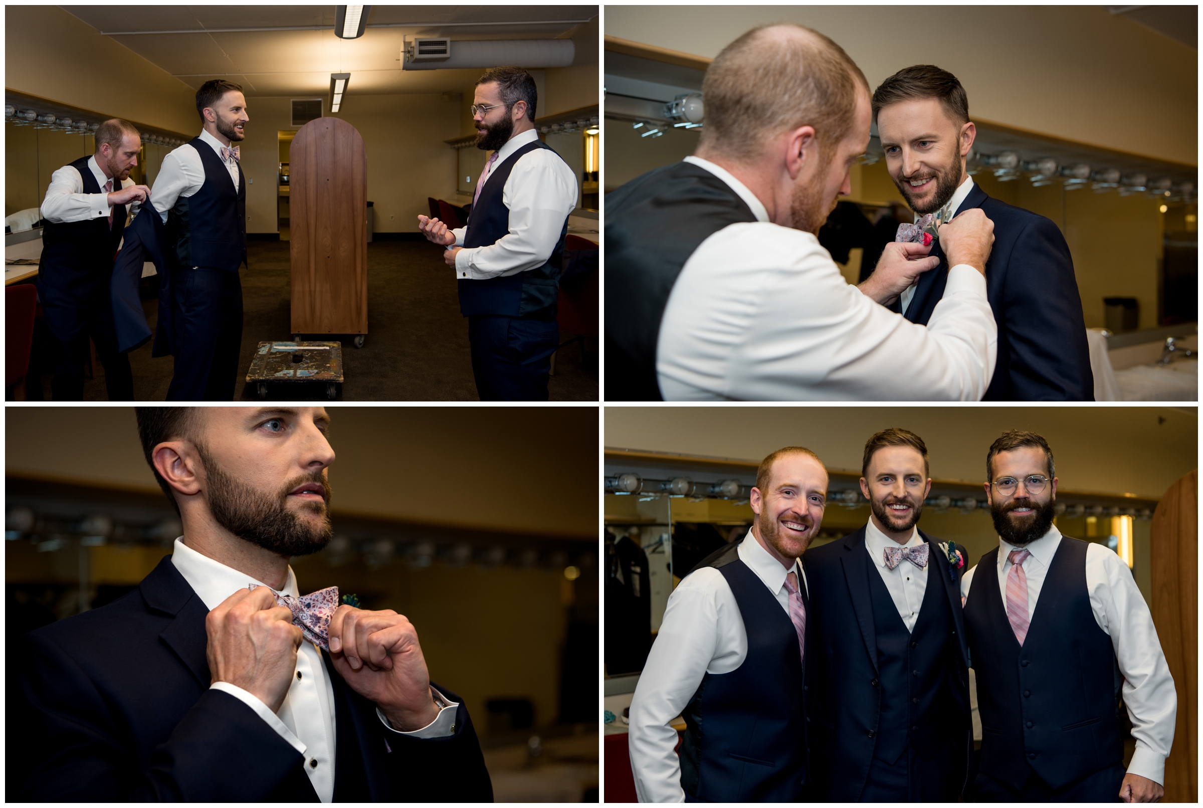 groom getting ready at Studio Loft Denver dressing room 