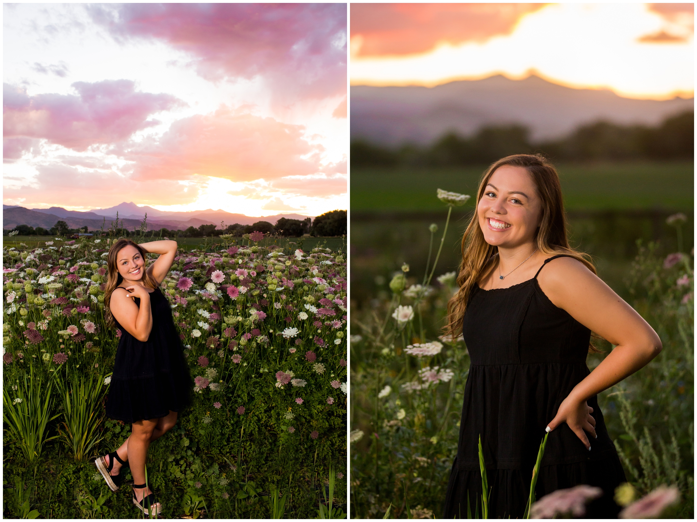 teen girl posing in flower field during Lyons Colorado senior photography session 
