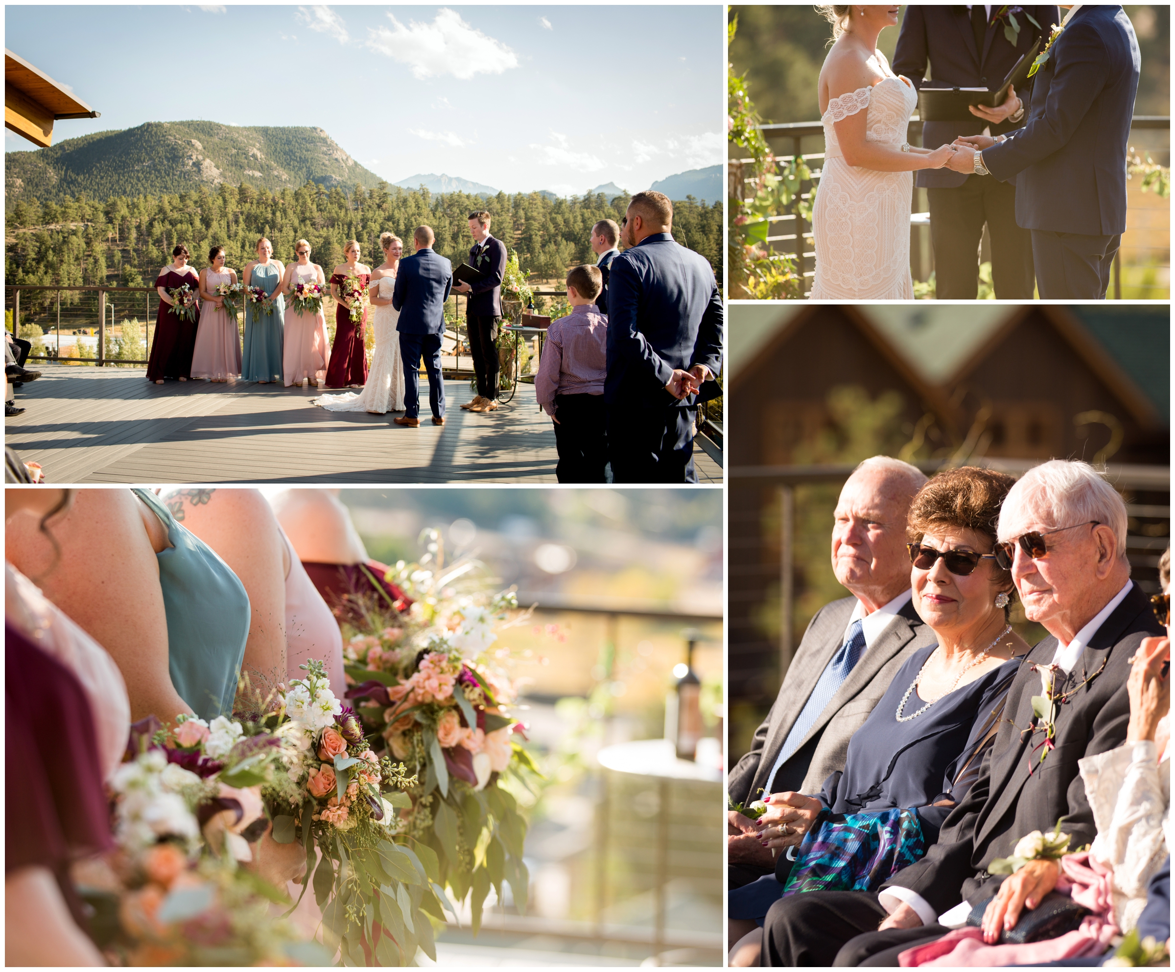wedding ceremony on outdoor deck at Fallr River Village Resort