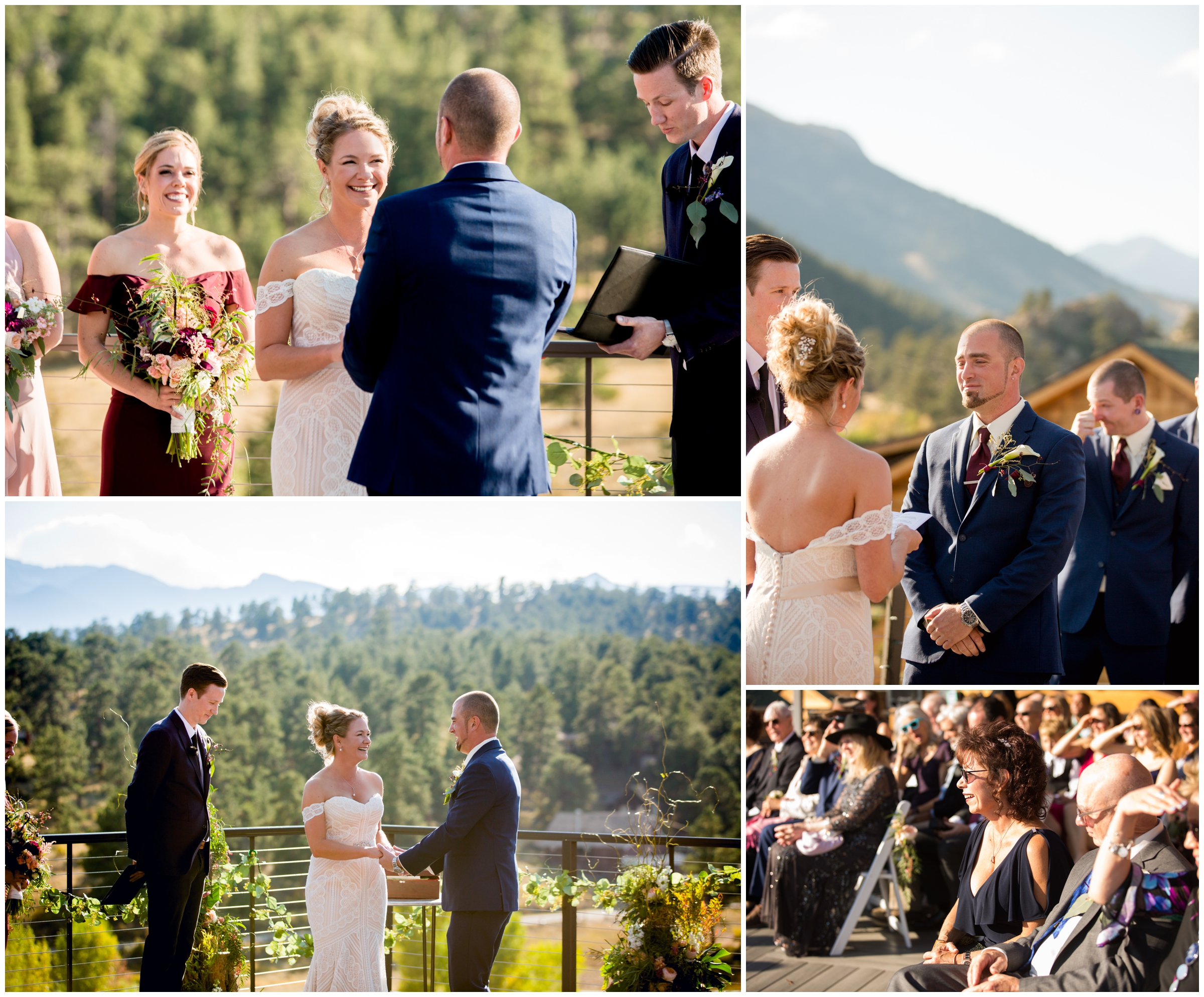 bride and groom saying vows during Estes Park outdoor fall wedding 