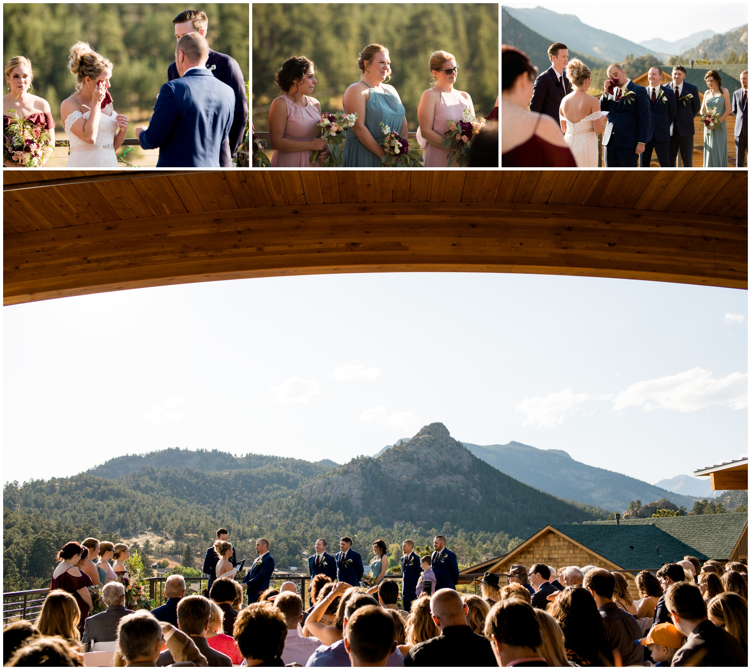 outdoor deck wedding ceremony at Skyview Estes Park Colorado 
