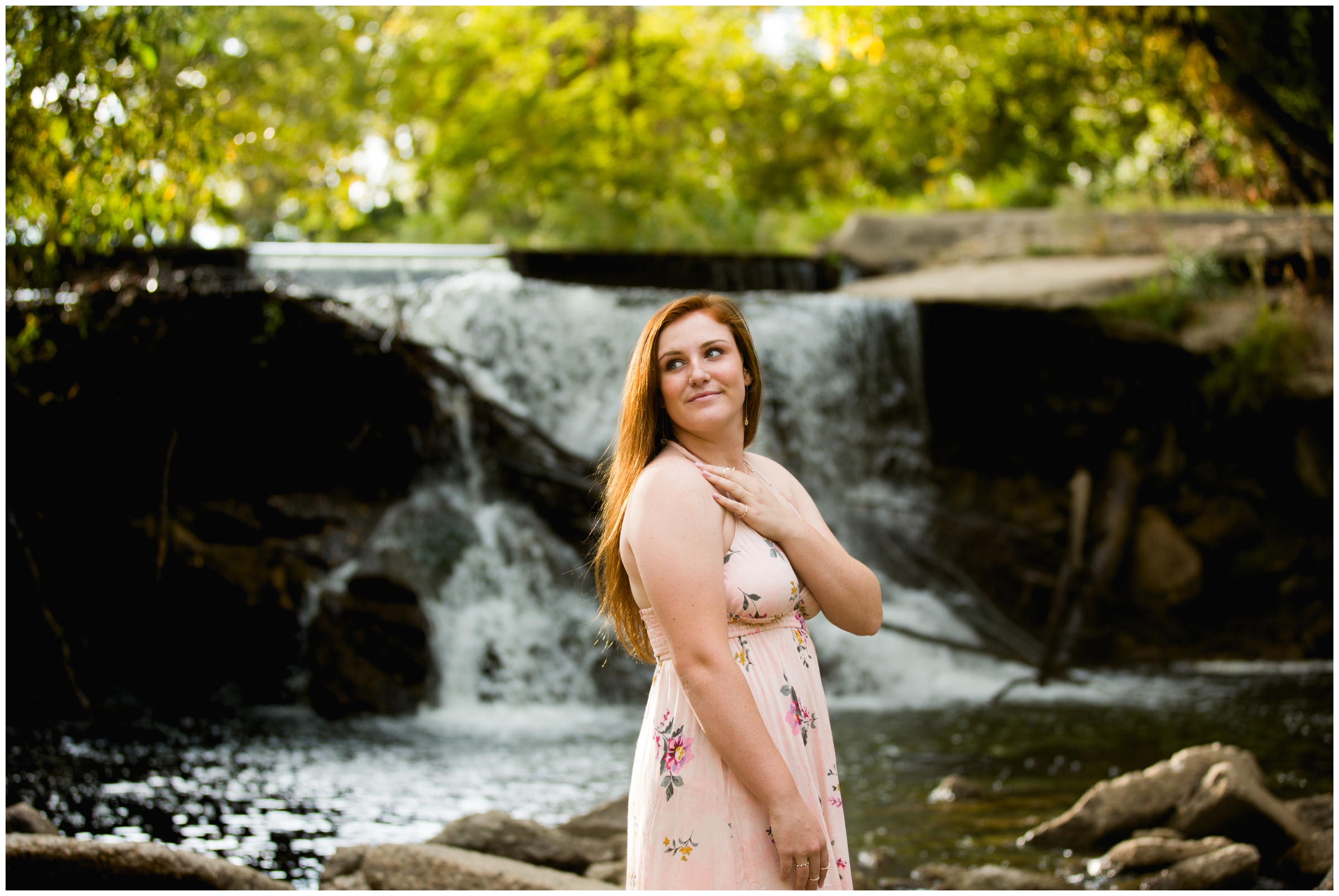 waterfall senior pictures at golden ponds Longmont Colorado