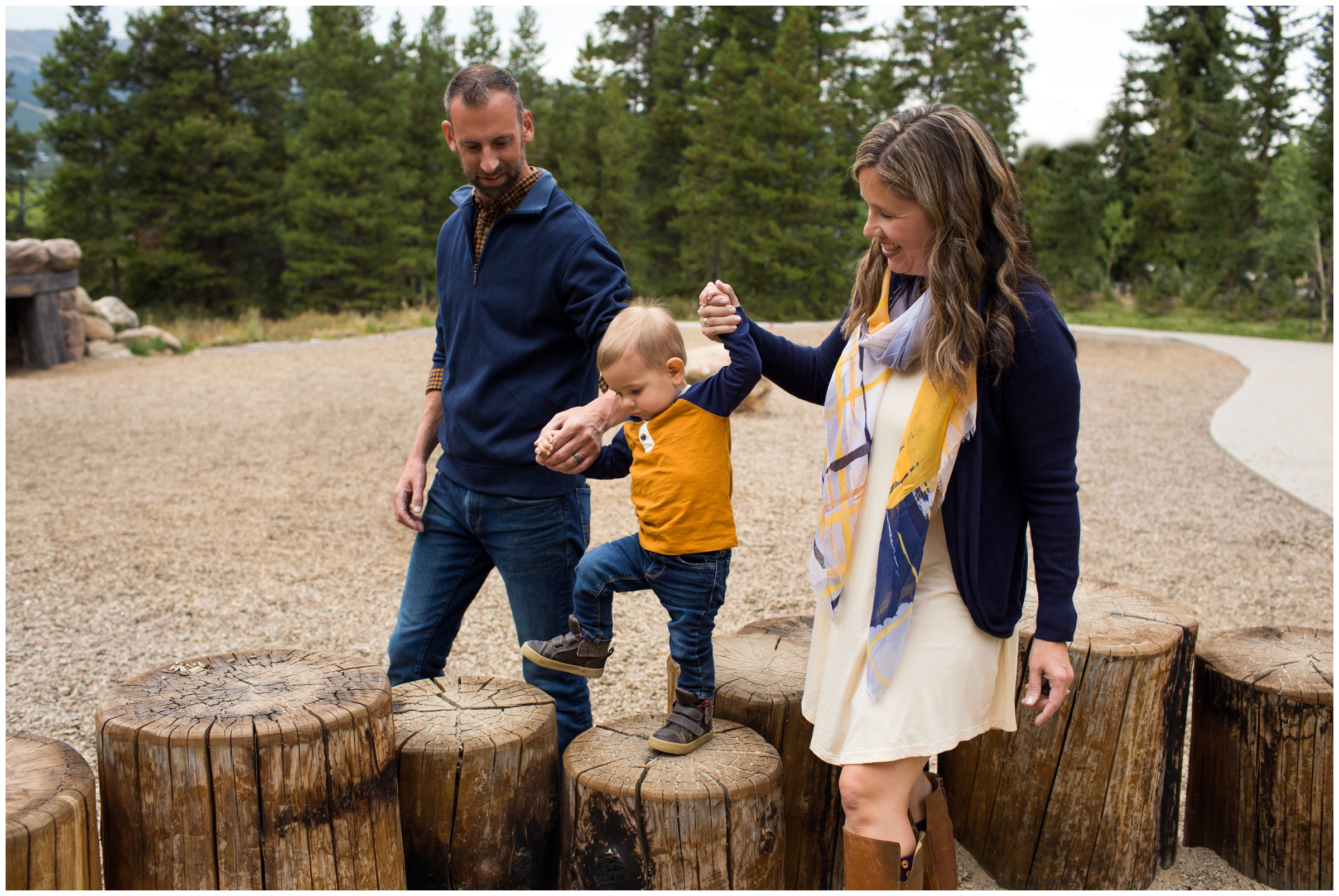 candid family photos at a park in Breckenridge 