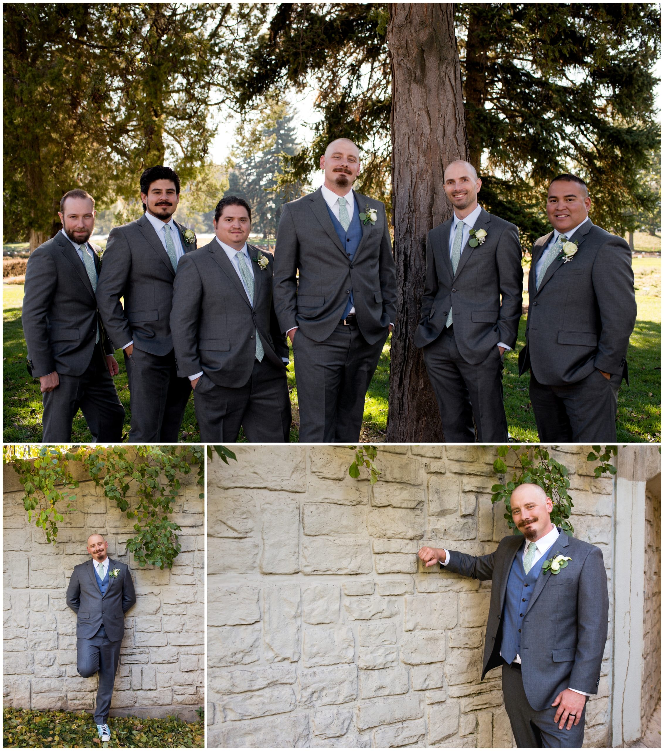 groom posing at CSU Trial Gardens Fort Collins