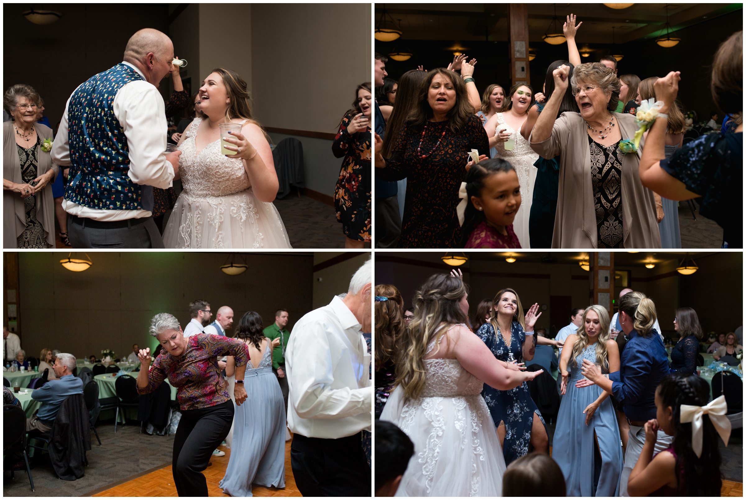 wedding guests dancing at Drake Centre Ft. Collins reception 