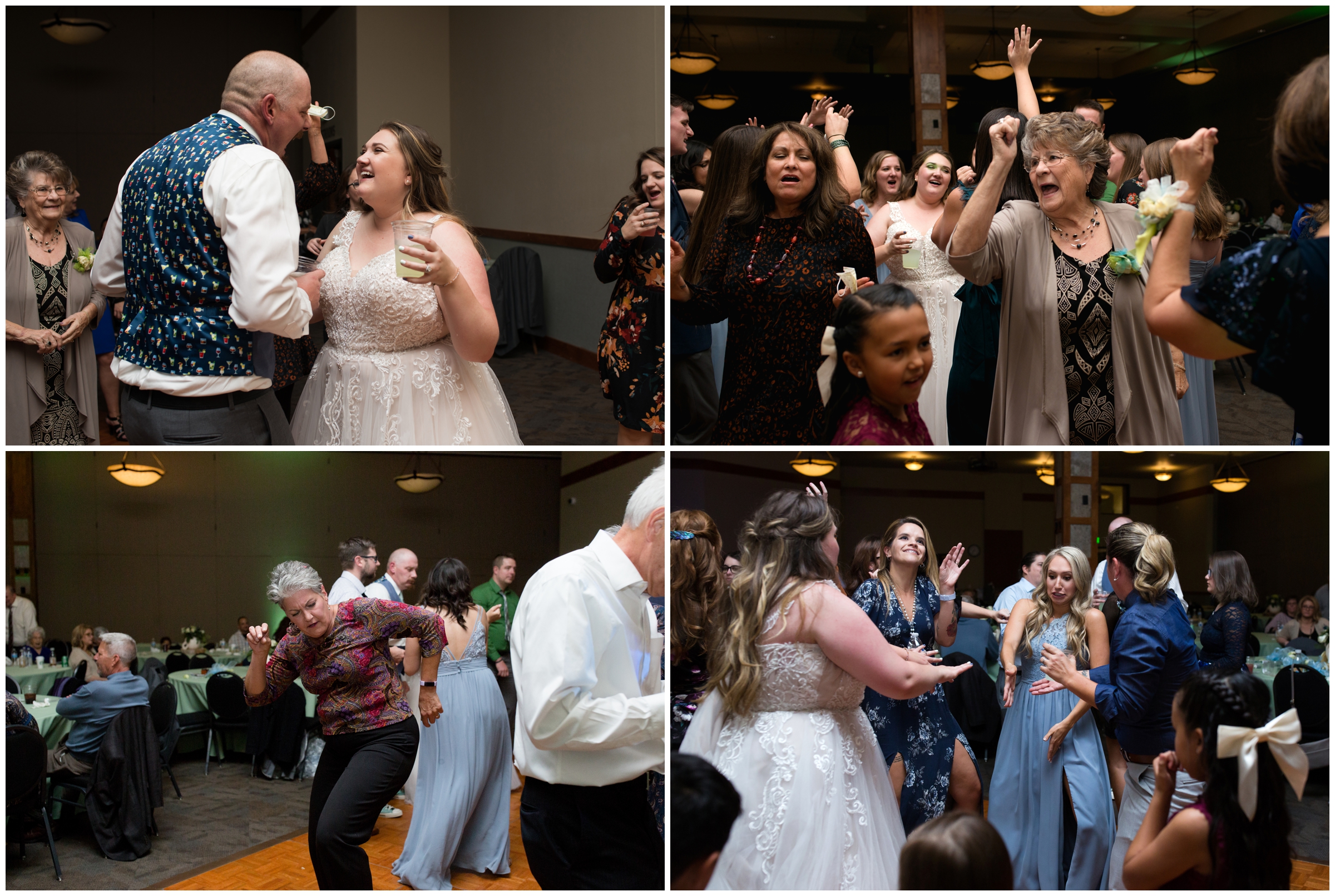 wedding guests dancing at Drake Centre Ft. Collins reception