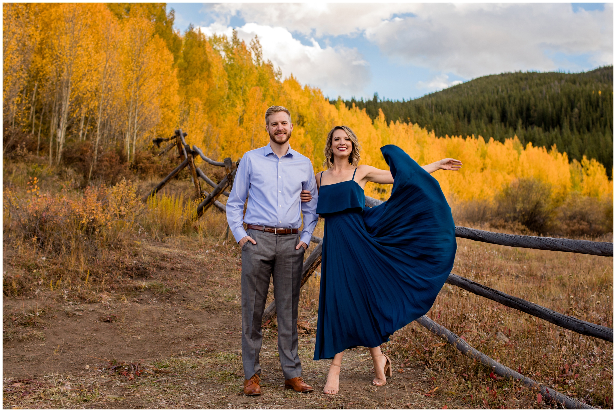 engagement photography clothing inspiration women's long flowing blue dress 