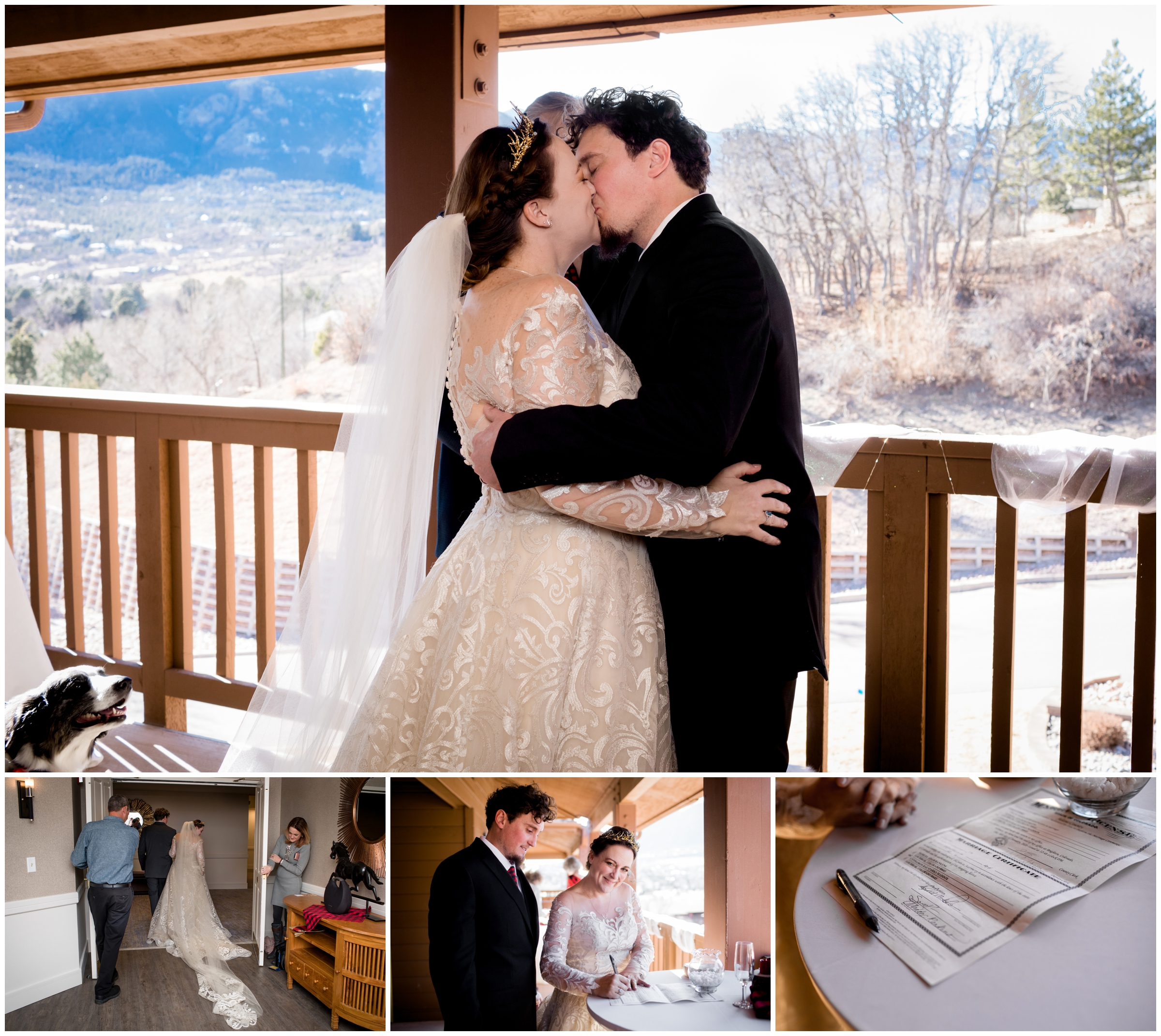 first kiss during wedding ceremony at Cheyenne Mountain Resort Colorado Springs 