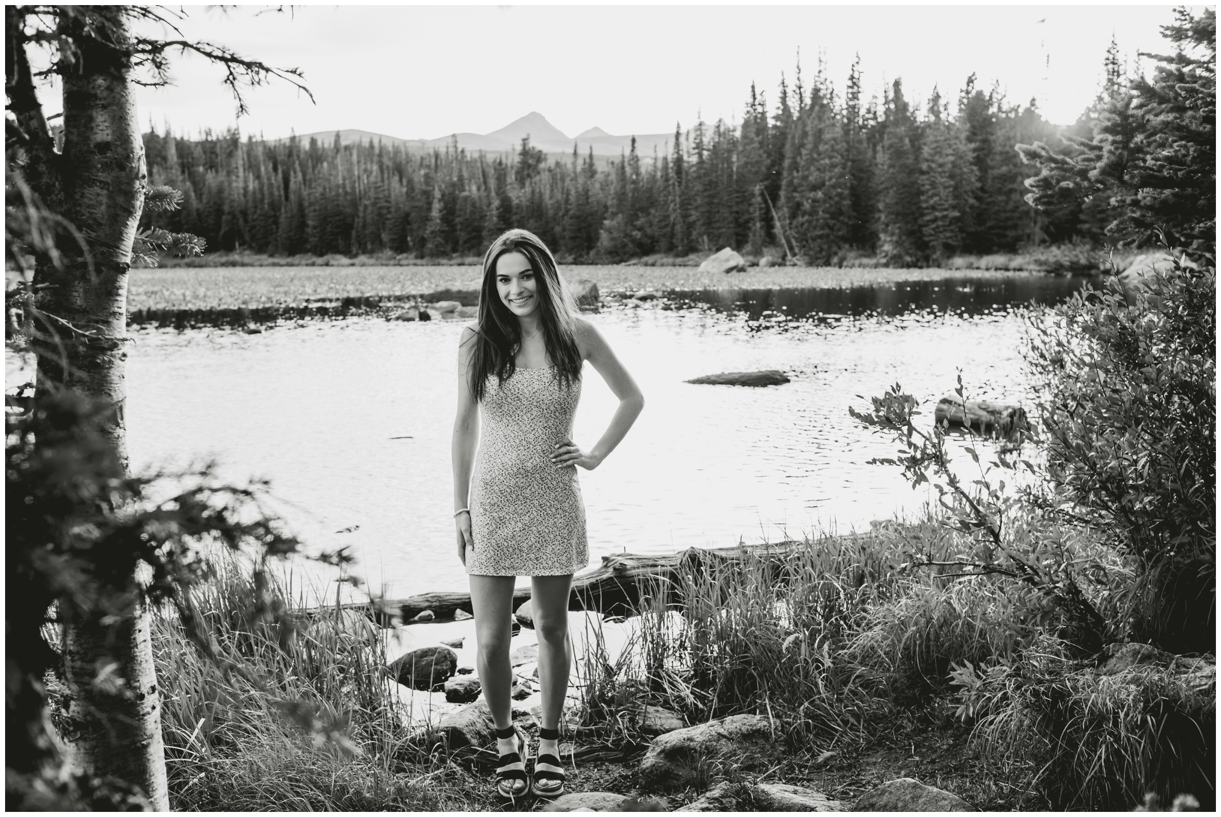 Colorado mountain lake senior pictures at Brainard Lake