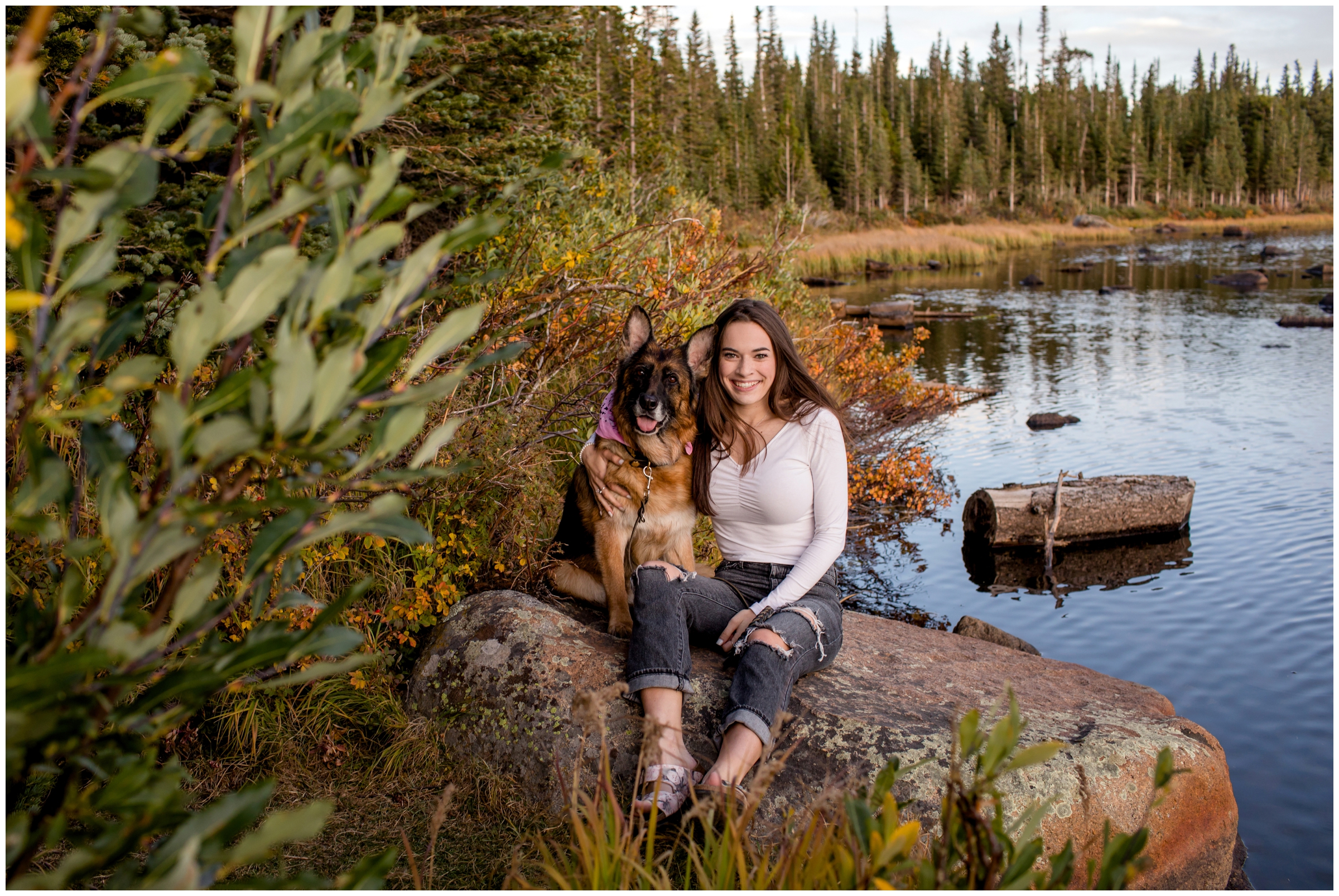senior pictures with dogs by Colorado mountain photographer Plum Pretty Photo