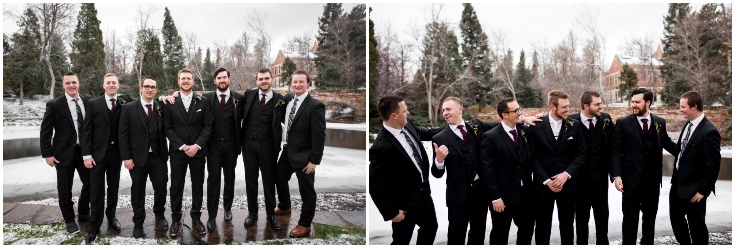 groom and groomsmen photos in the snow by Colorado photographer Plum Pretty Photo 
