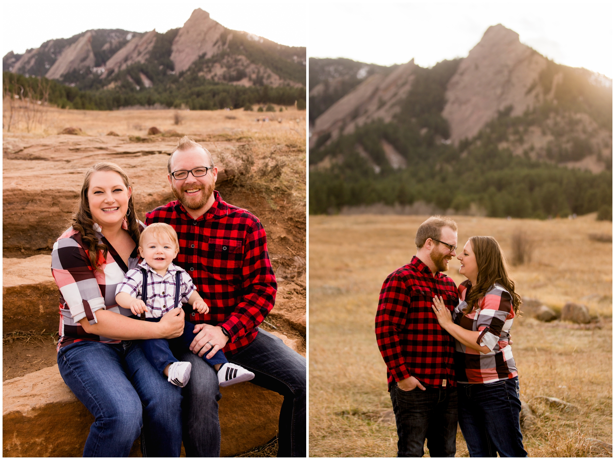 family dressed in plaid during Boulder Colorado fall family pictures 