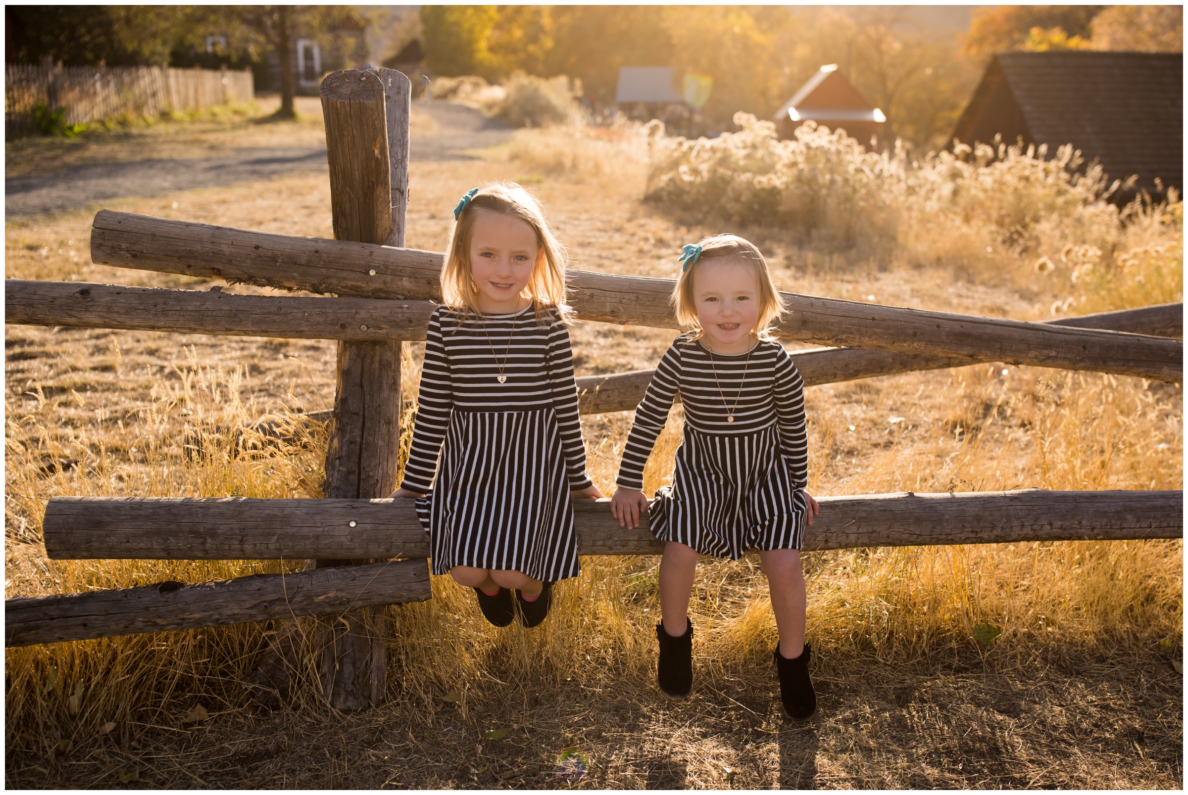 sisters hugging during their Colorado farm family photography session 