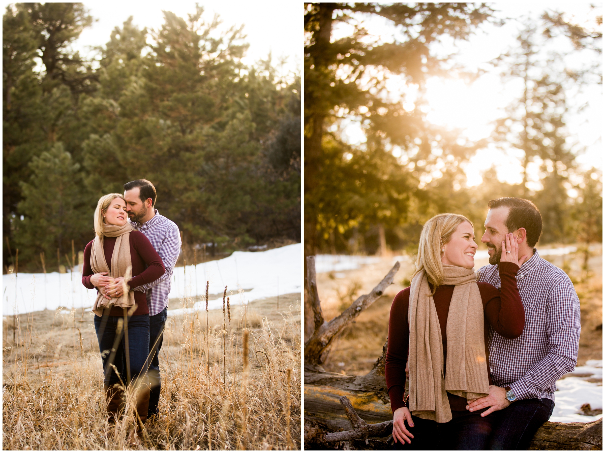 sunny and snowy engagement photography inspiration by Colorado mountain photographer Plum Pretty Photo 