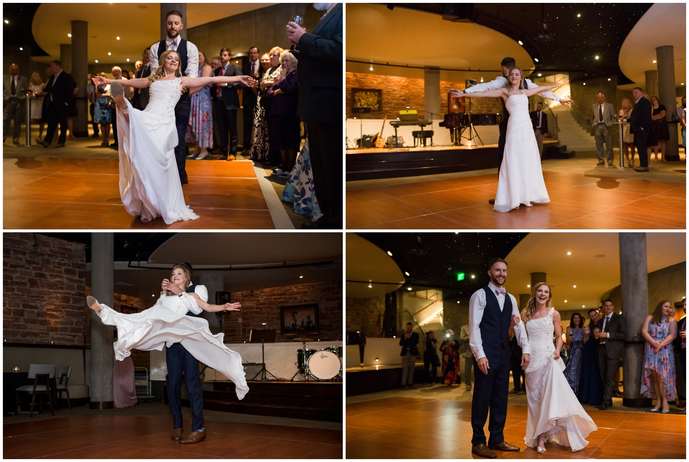 choreographed first dance at Chamber's Grant Salon Denver wedding reception 