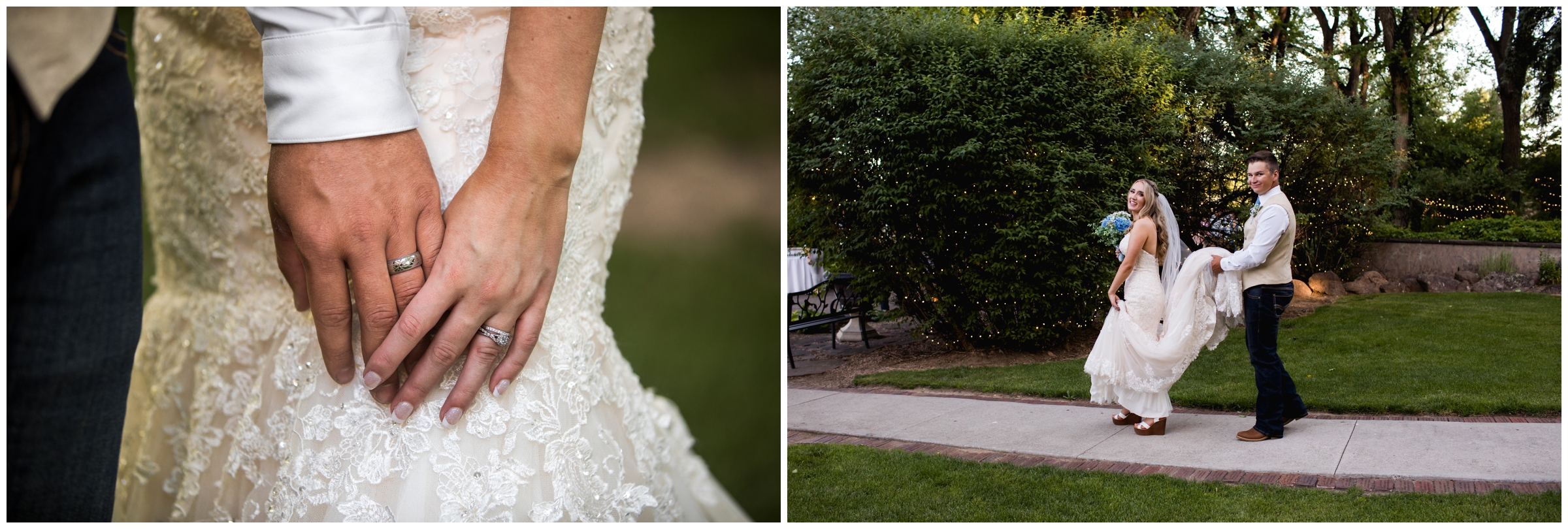 couple walking during Fort Collins Colorado summer wedding