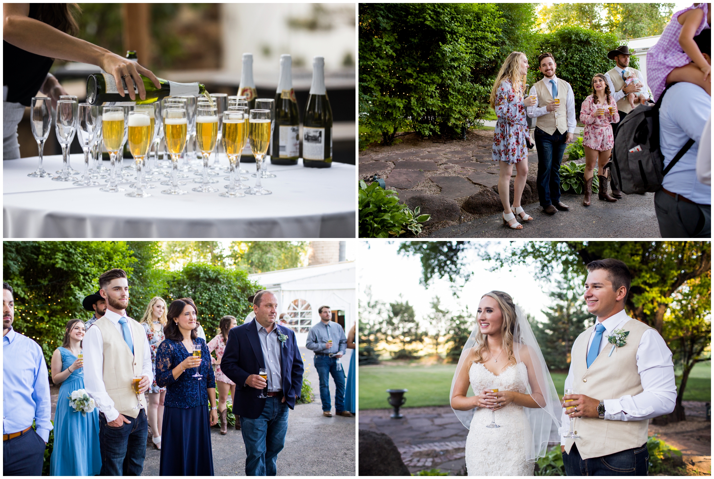 outdoor wedding toasts at Fort Collins cocktail hour