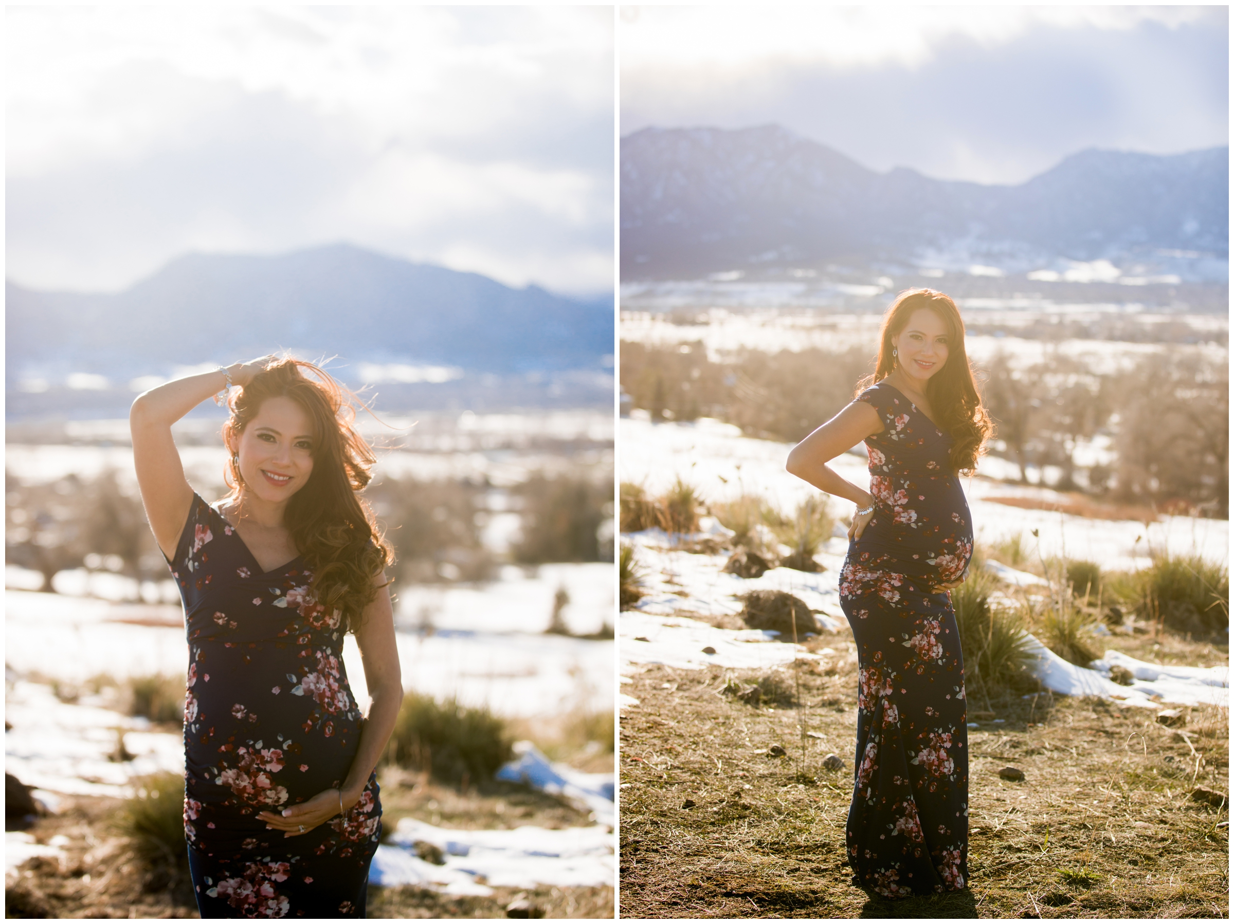 winter pregnancy pictures at Davidson Mesa Open Space by Colorado maternity photographer Plum Pretty Photography