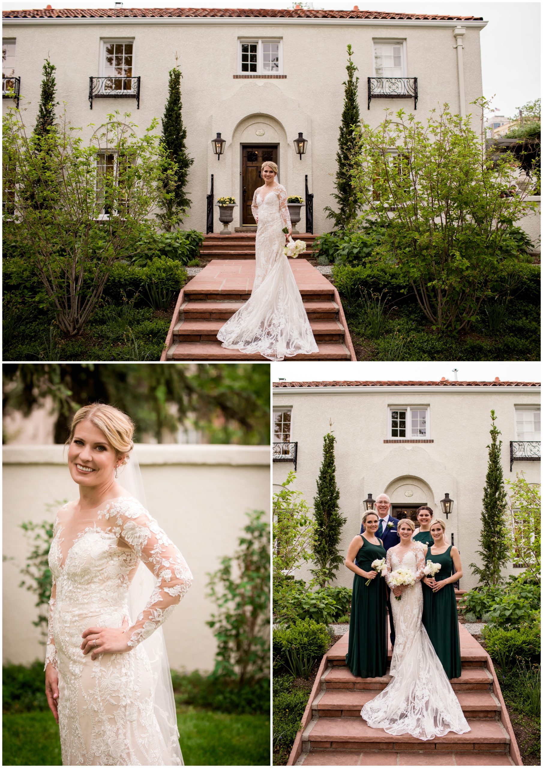 bride posing on stairs at Colorado mansion wedding by Denver photographer Plum Pretty photography 