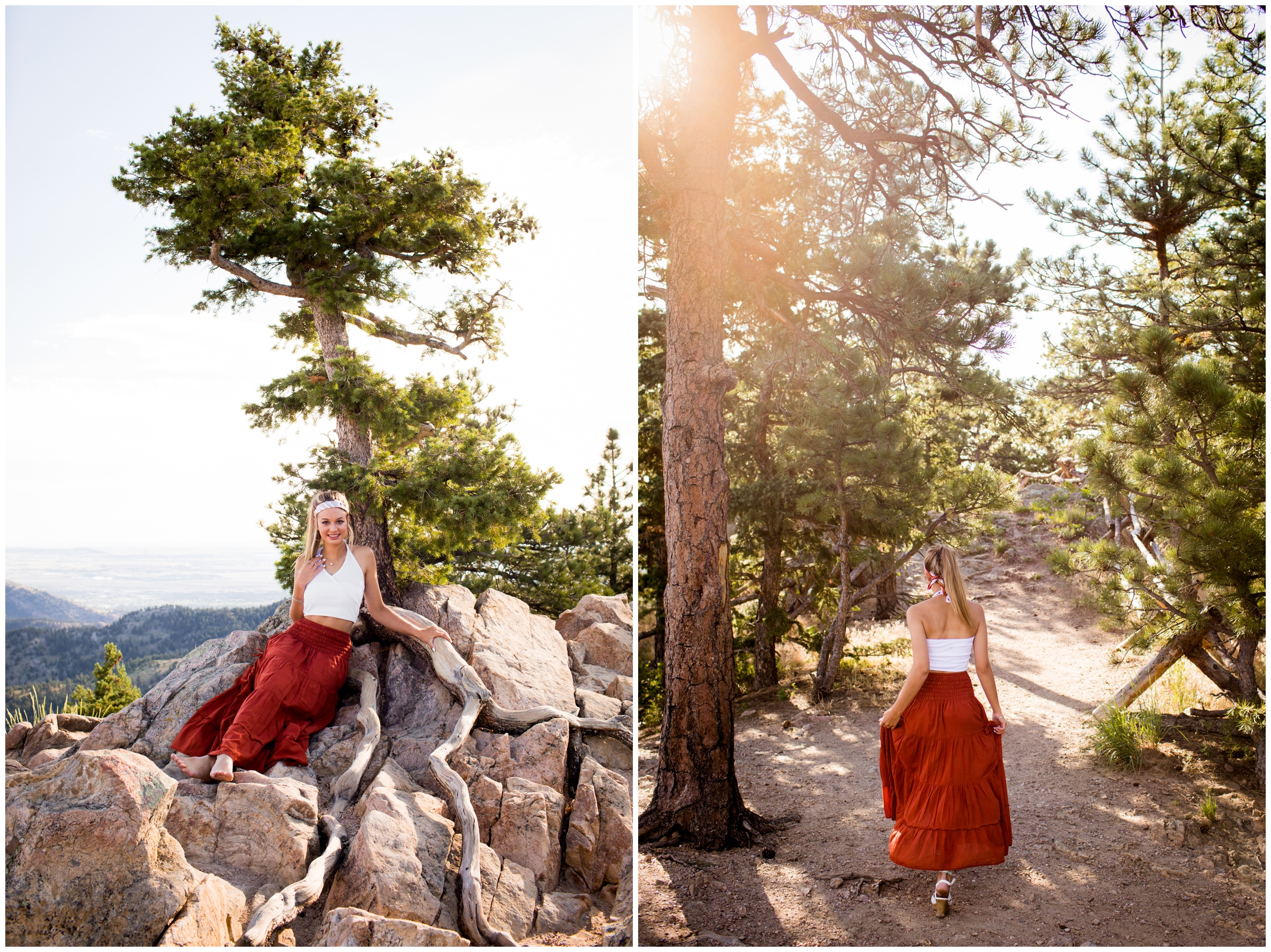 boho inspired senior photos in Colorado mountains 