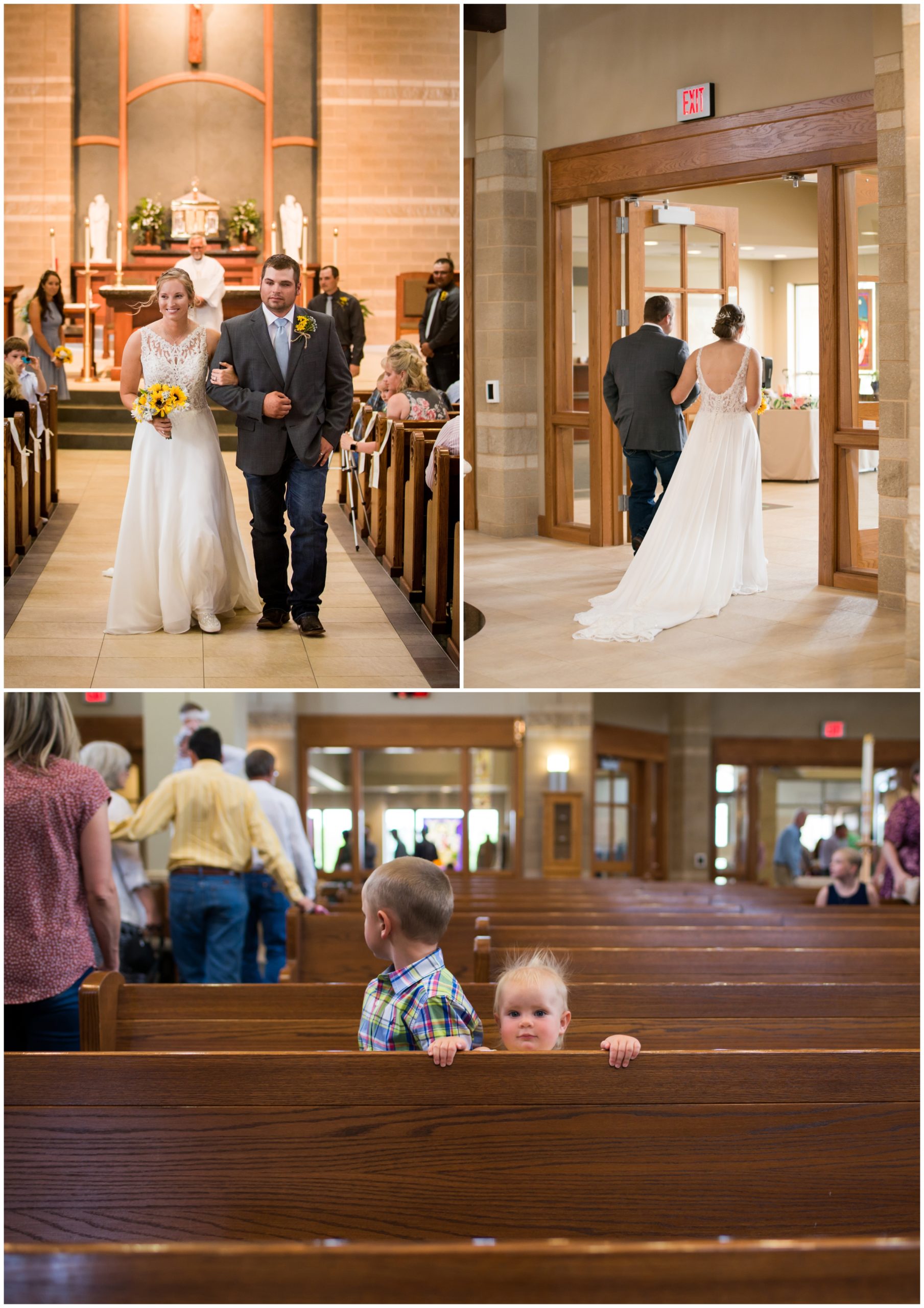 wedding recessional during Our Lady of the Valley Colorado church wedding ceremony 