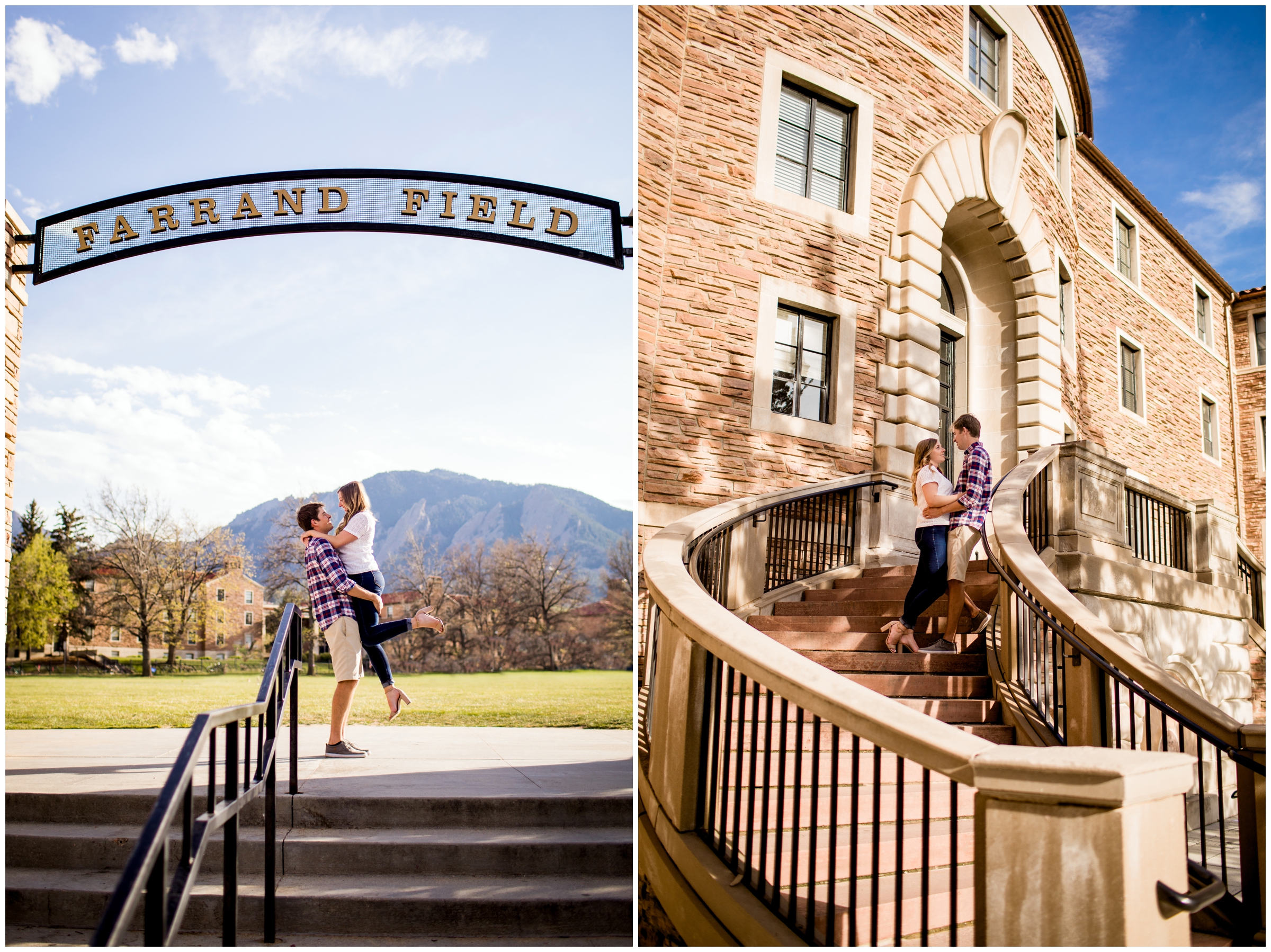 Farrand field at CU campus during Boulder engagement pictures 