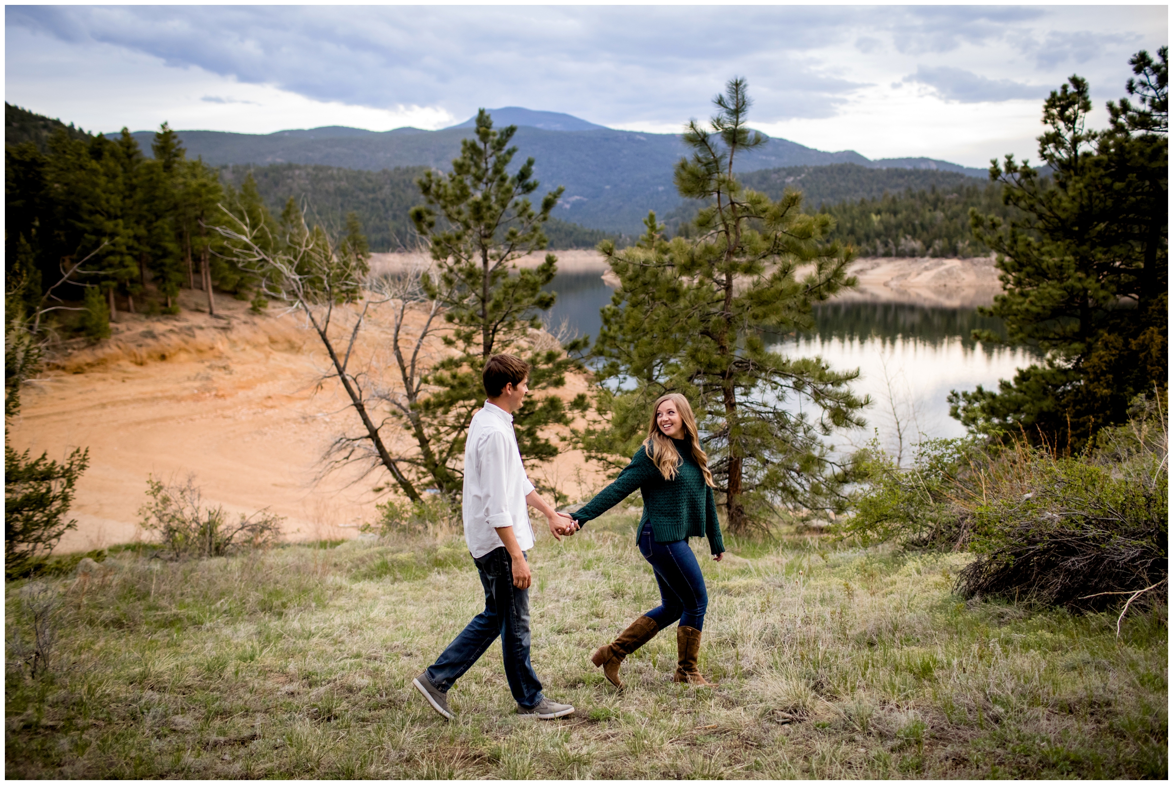 Sunset engagement pictures at gross reservoir Nederland Colorado