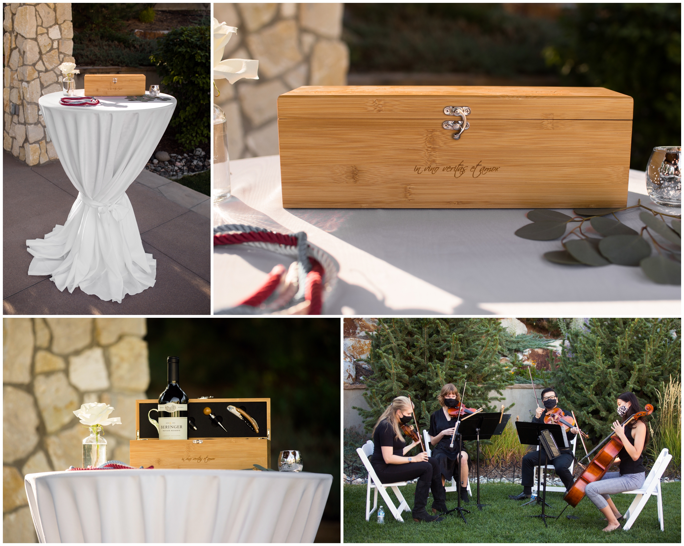 wooden box with wine for wedding unity ceremony